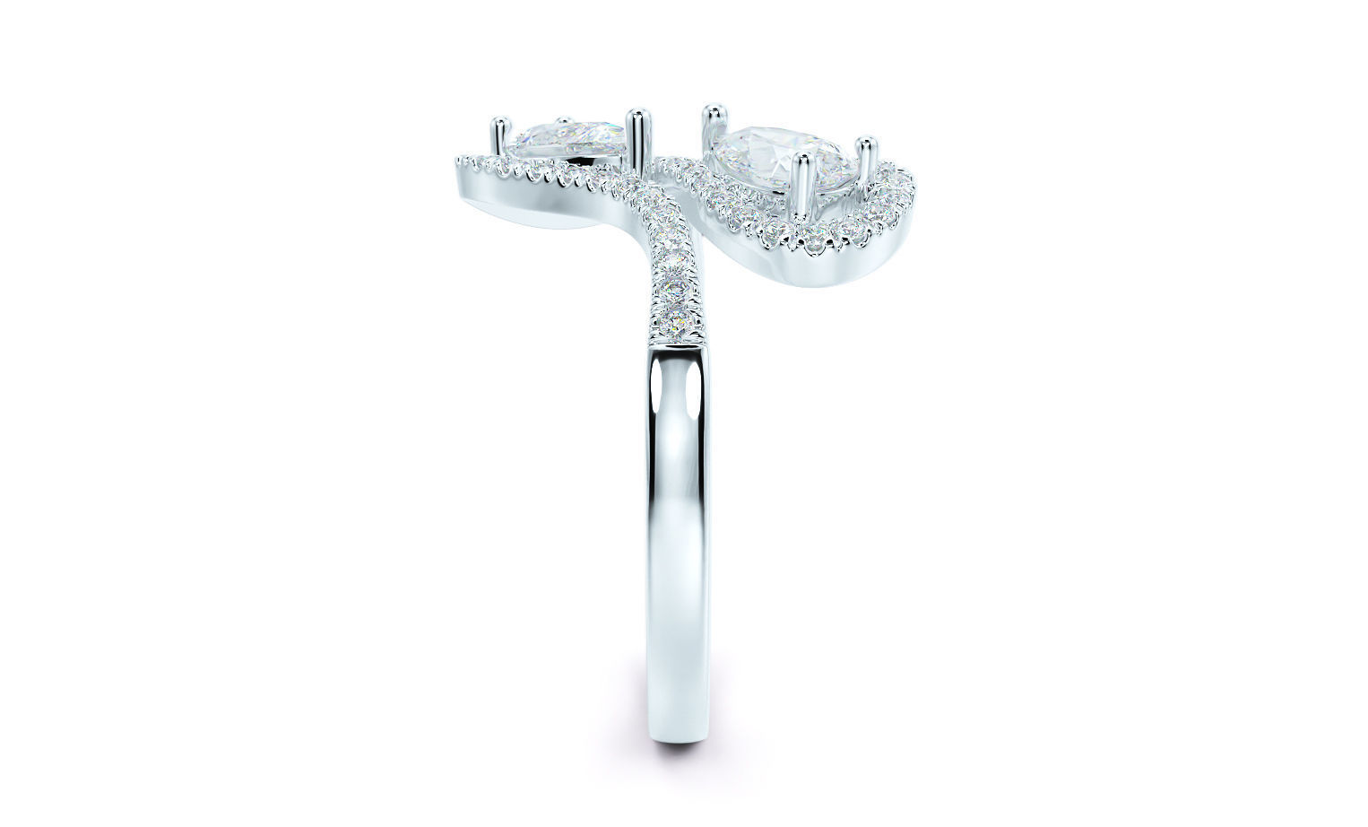 gold diamond ring with pear shape stones 3D print model_26