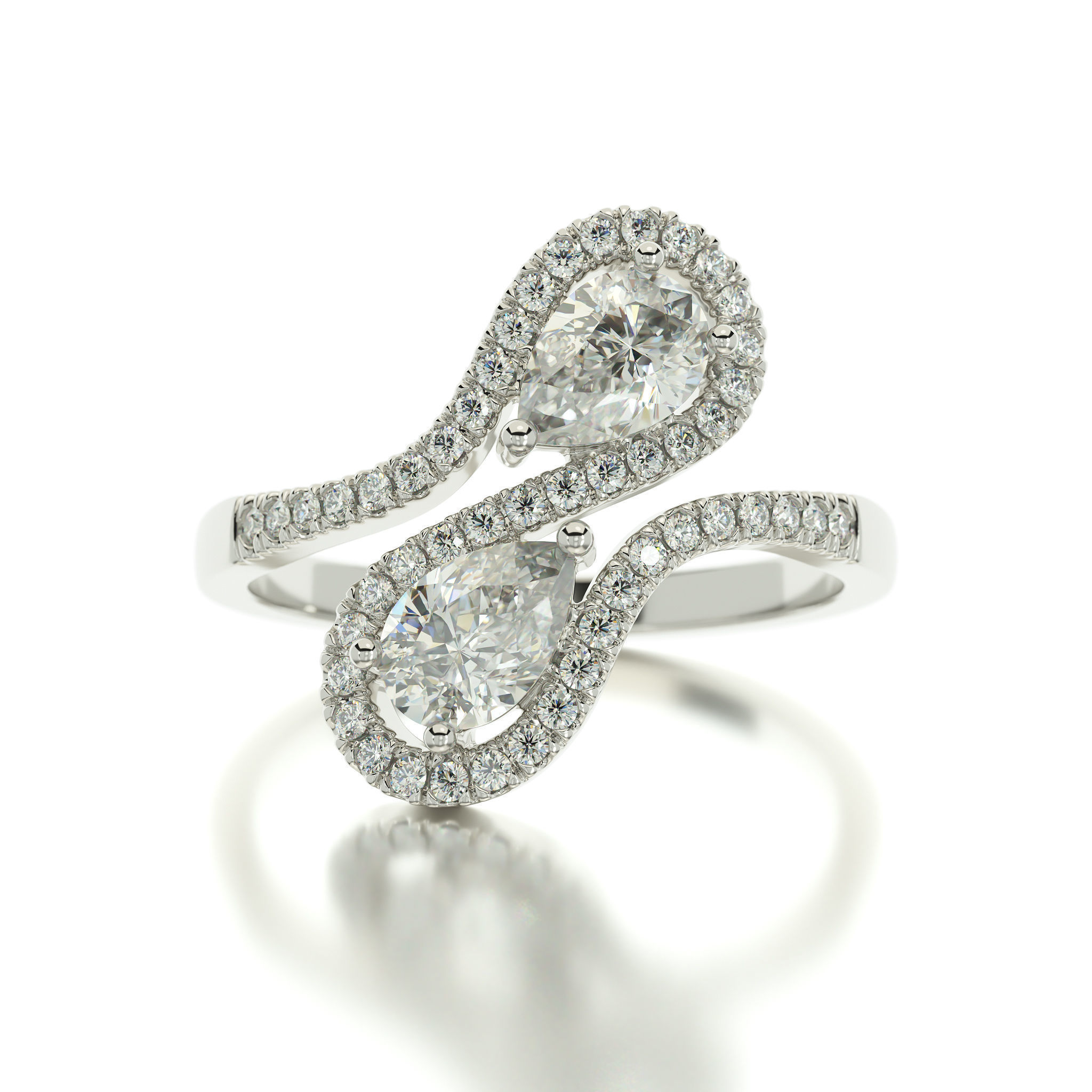 gold diamond ring with pear shape stones 3D print model_15