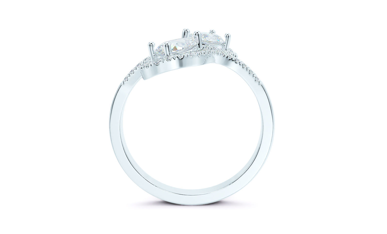 gold diamond ring with pear shape stones 3D print model_25