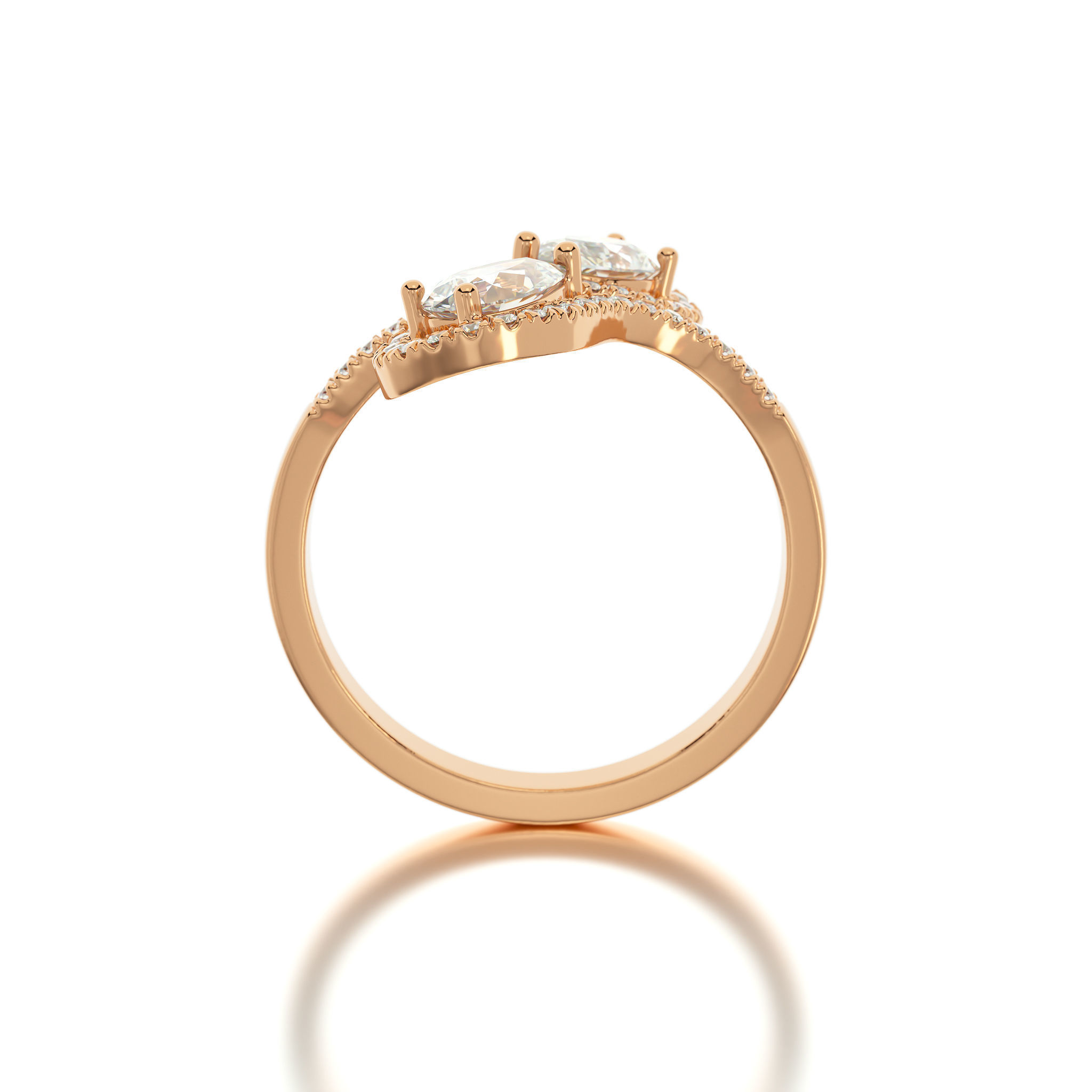 gold diamond ring with pear shape stones 3D print model_8