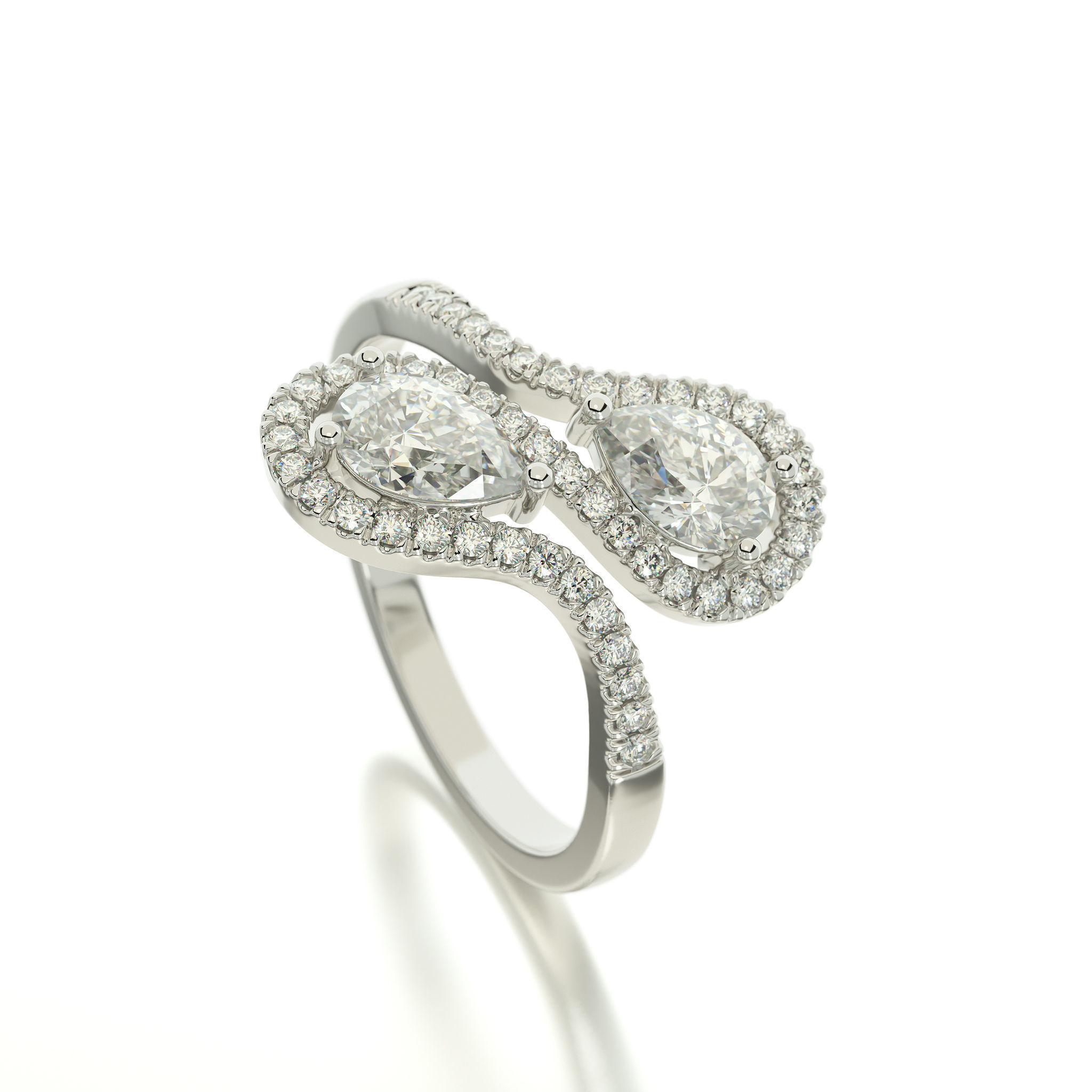 gold diamond ring with pear shape stones 3D print model_11