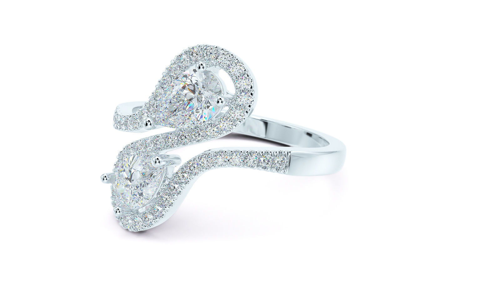 gold diamond ring with pear shape stones 3D print model_24