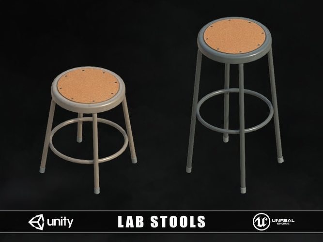 Lab Stools Low-poly 3D model