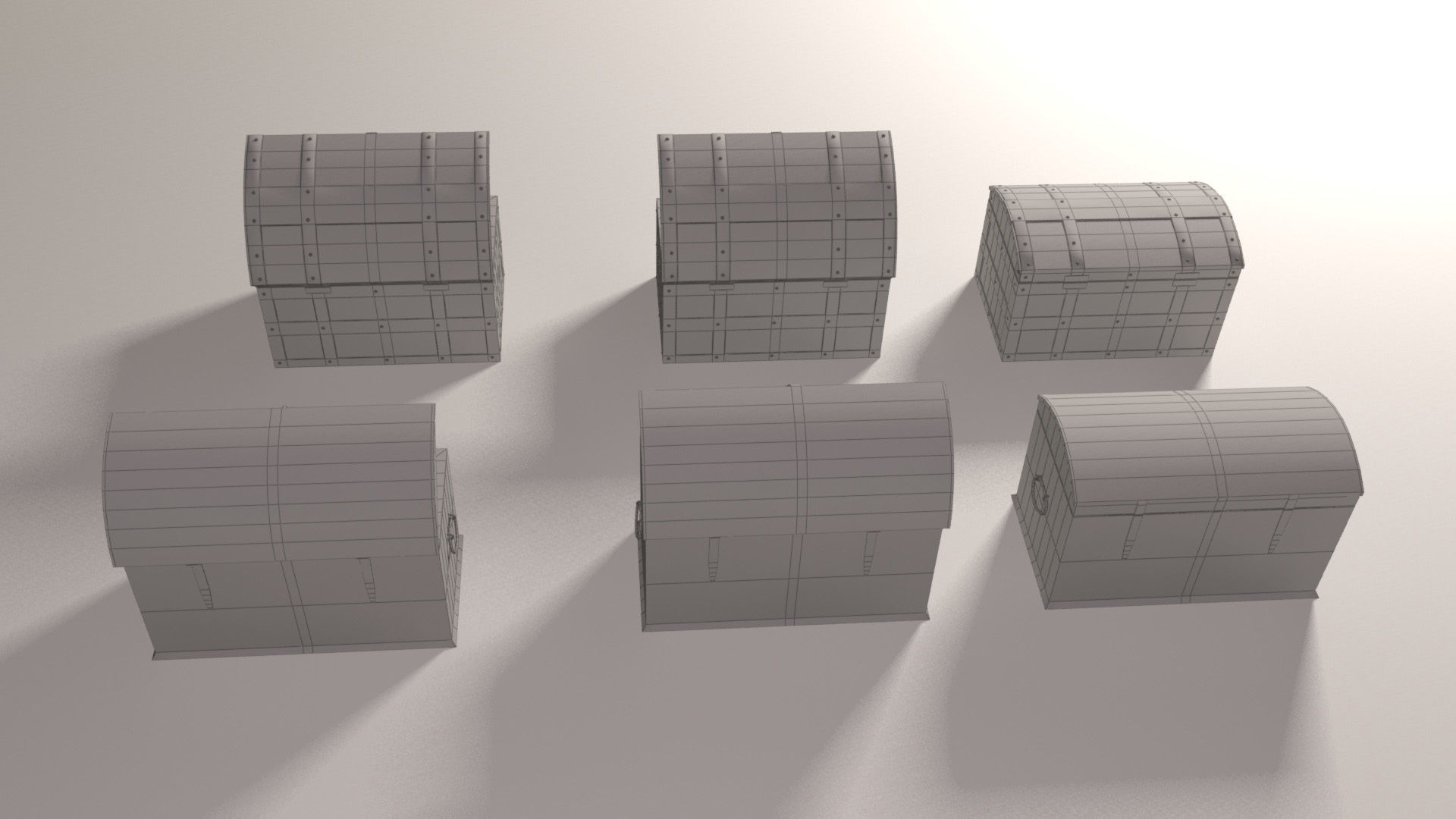 Pirate treasure chests Low-poly 3D model_12