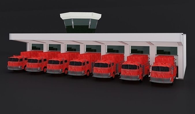 Fire Station Low-poly 3D model