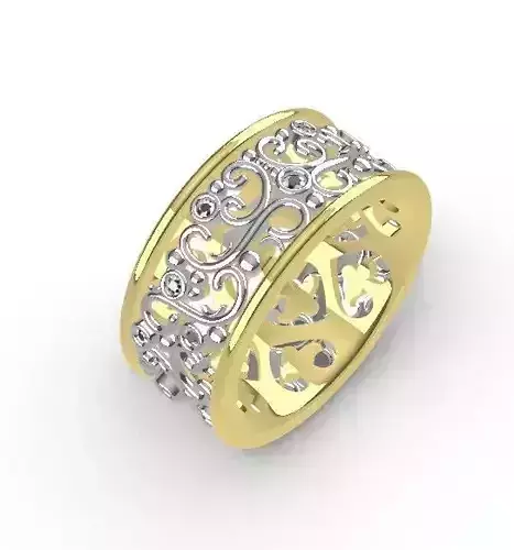  two-color branch style wedding ring 3D print model