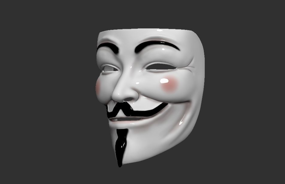 V for Vendetta mask model 3D print model_4