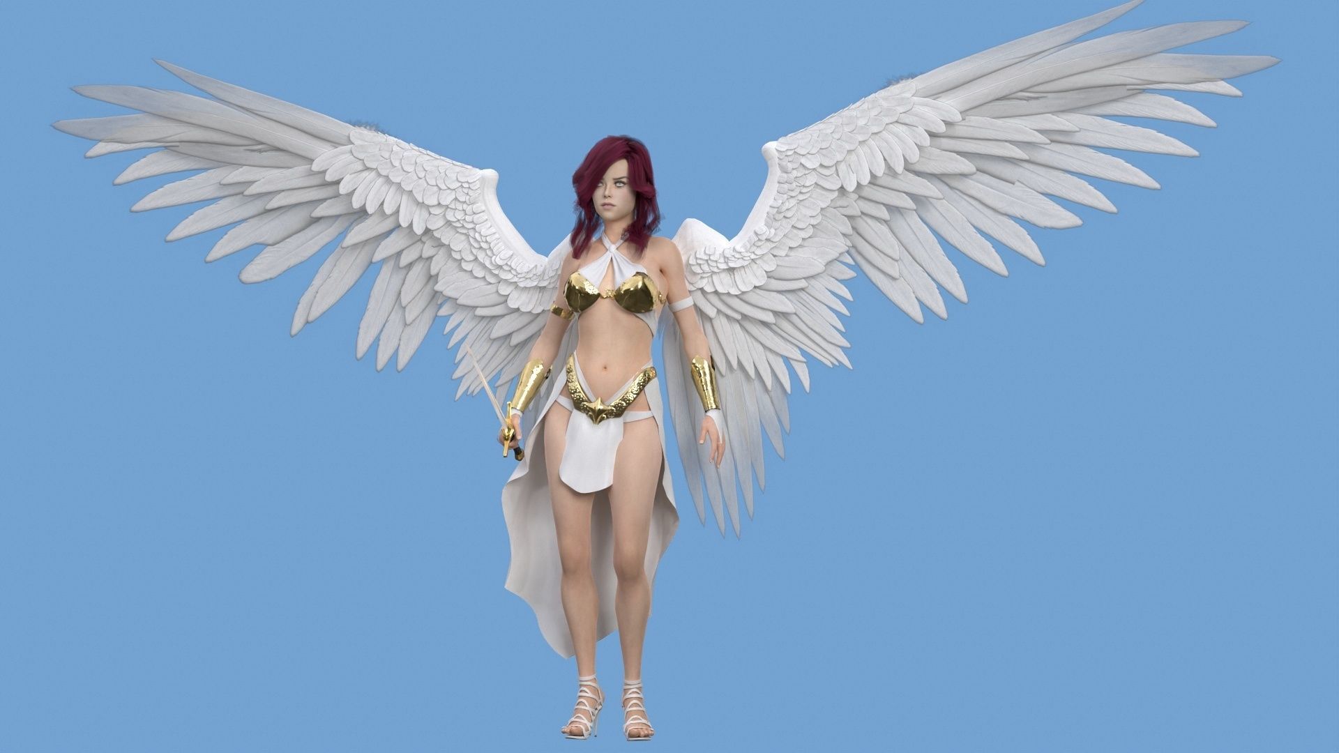 Angel Girl Game Ready Low-poly 3D model