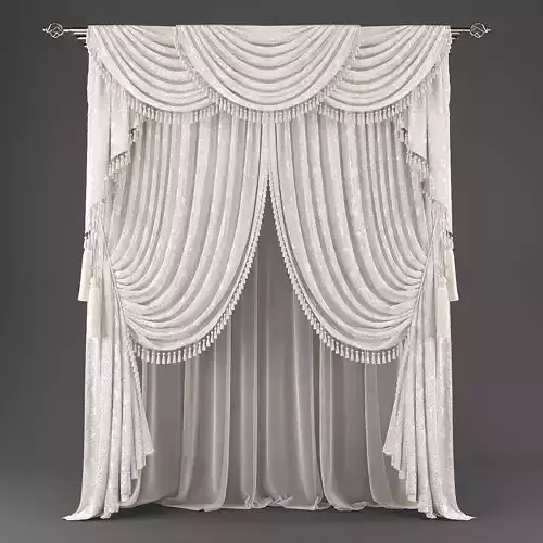 Curtains521 curtain with tassels Low-poly 3D model