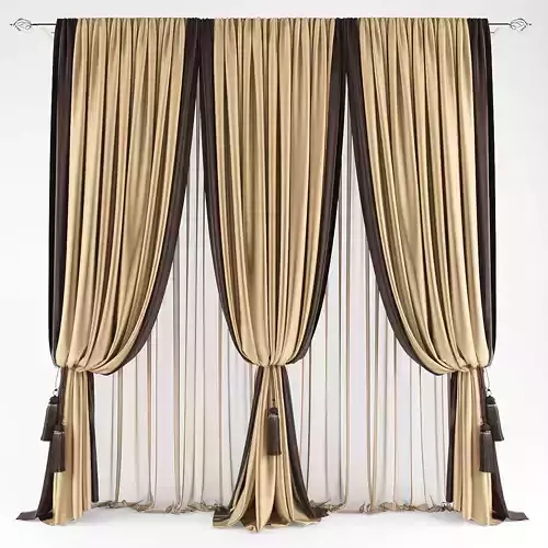 Curtains522 curtains with tassels Low-poly 3D model