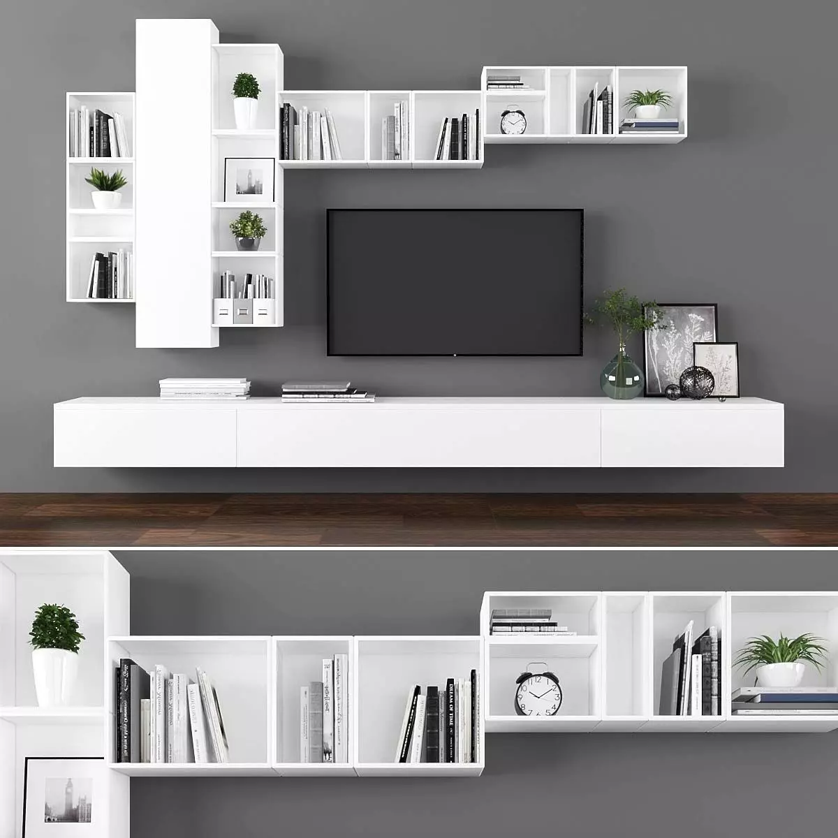 Tv stand set 123 Low-poly 3D model_0