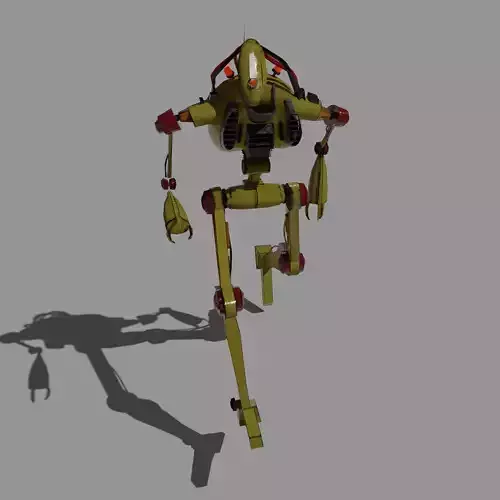 Old yellow robot worker Free low-poly 3D model