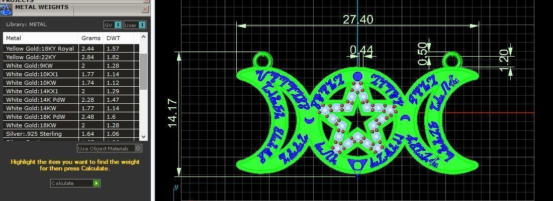 Triple Moon Goddess Pendant with Incantation 3D print model_4