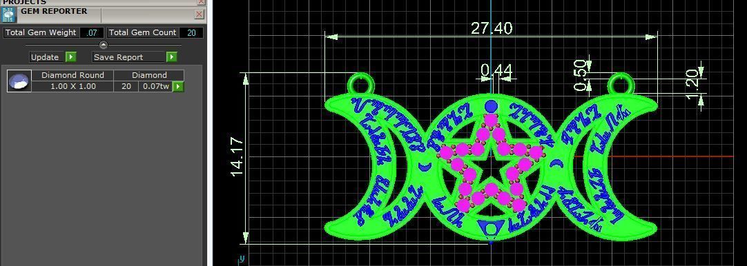 Triple Moon Goddess Pendant with Incantation 3D print model_5