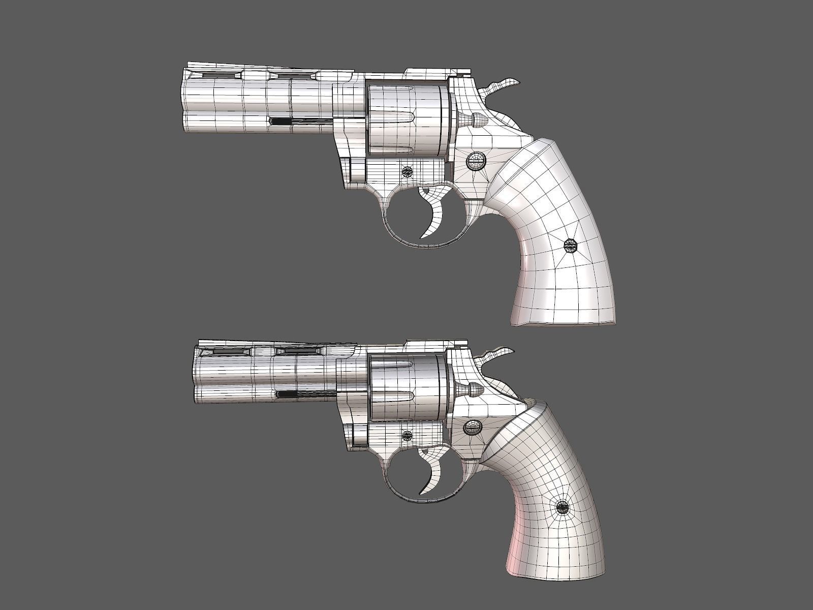 Pistol revolver Low-poly 3D model_15