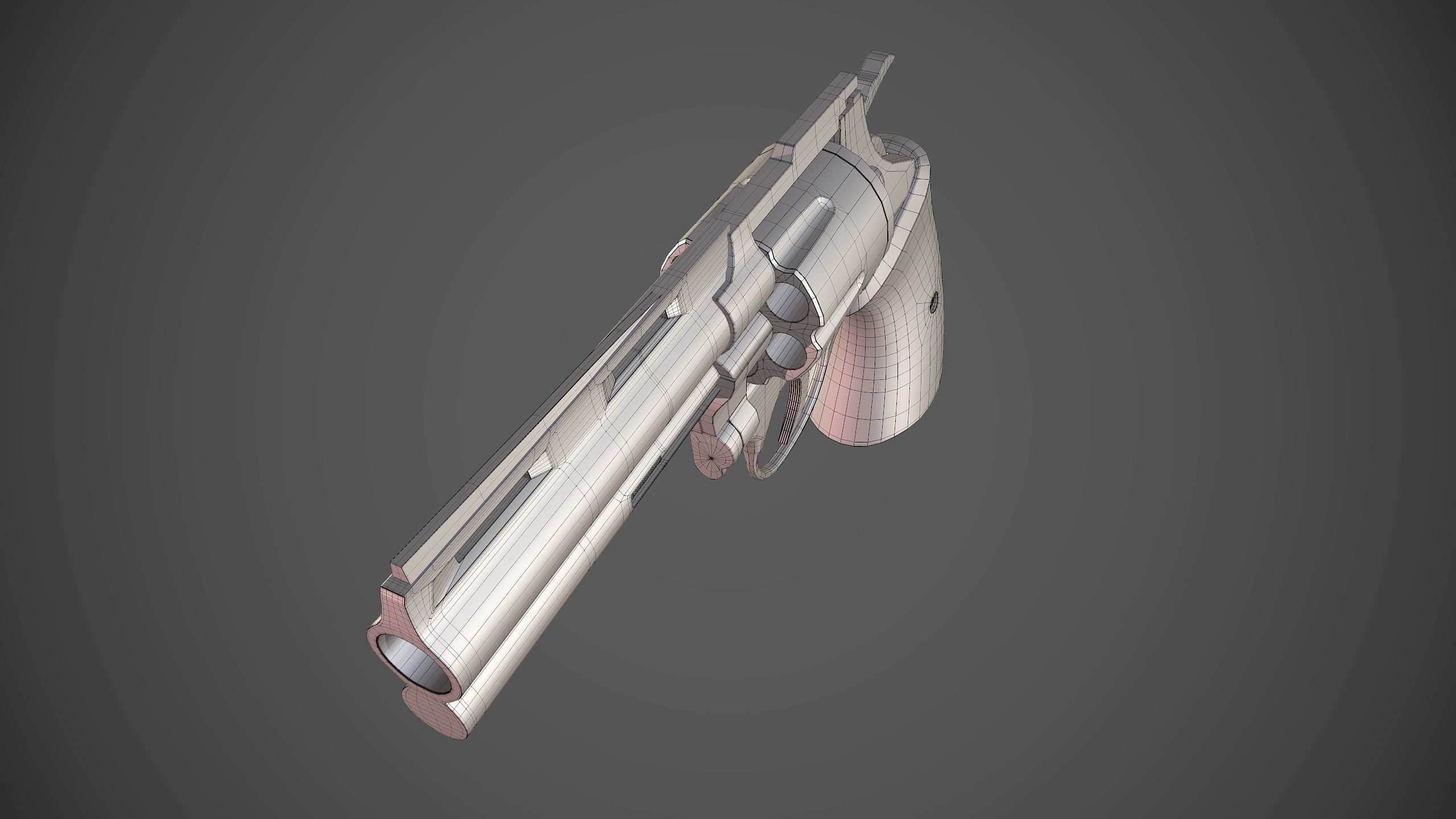 Pistol revolver Low-poly 3D model_13