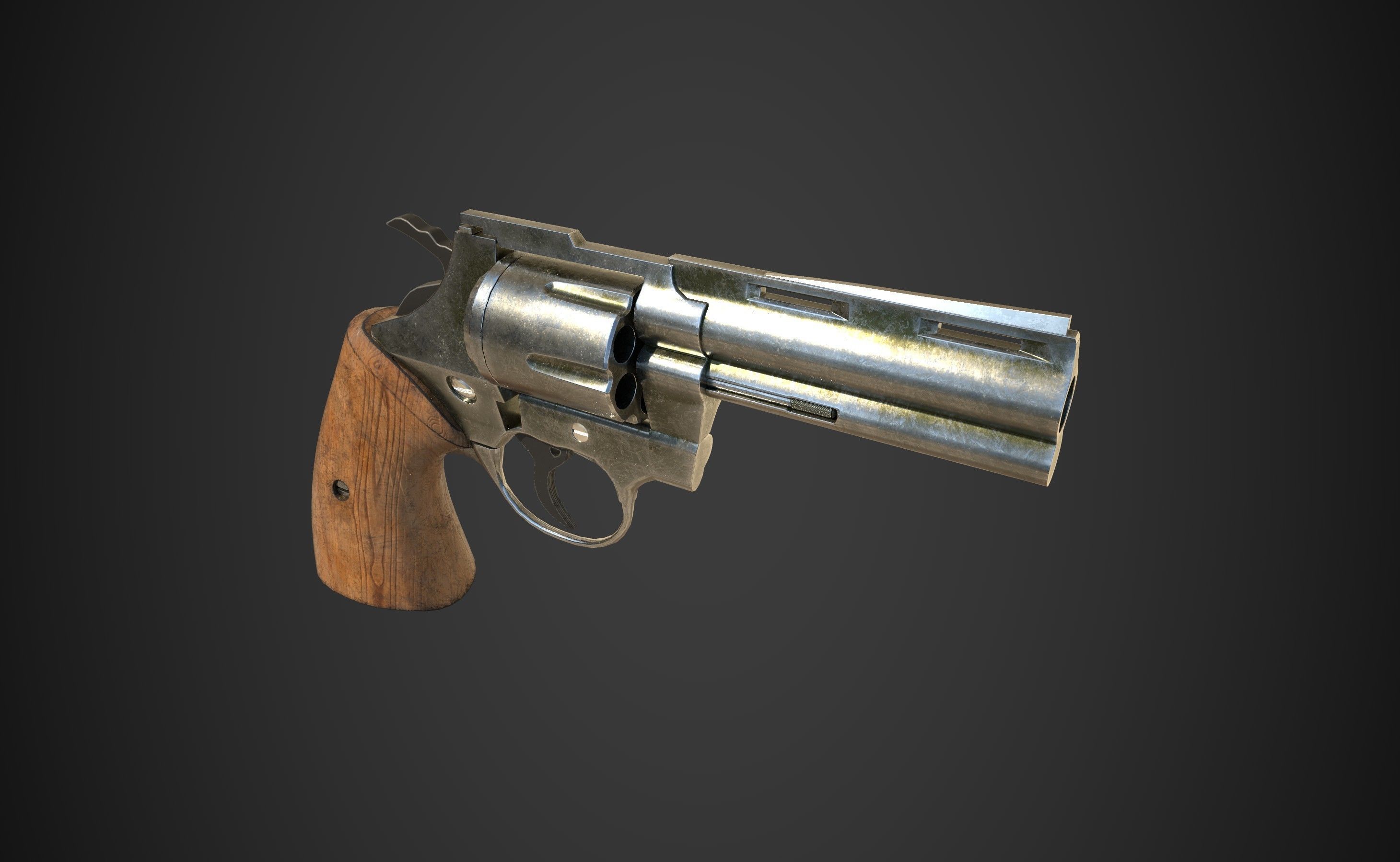 Pistol revolver Low-poly 3D model_3
