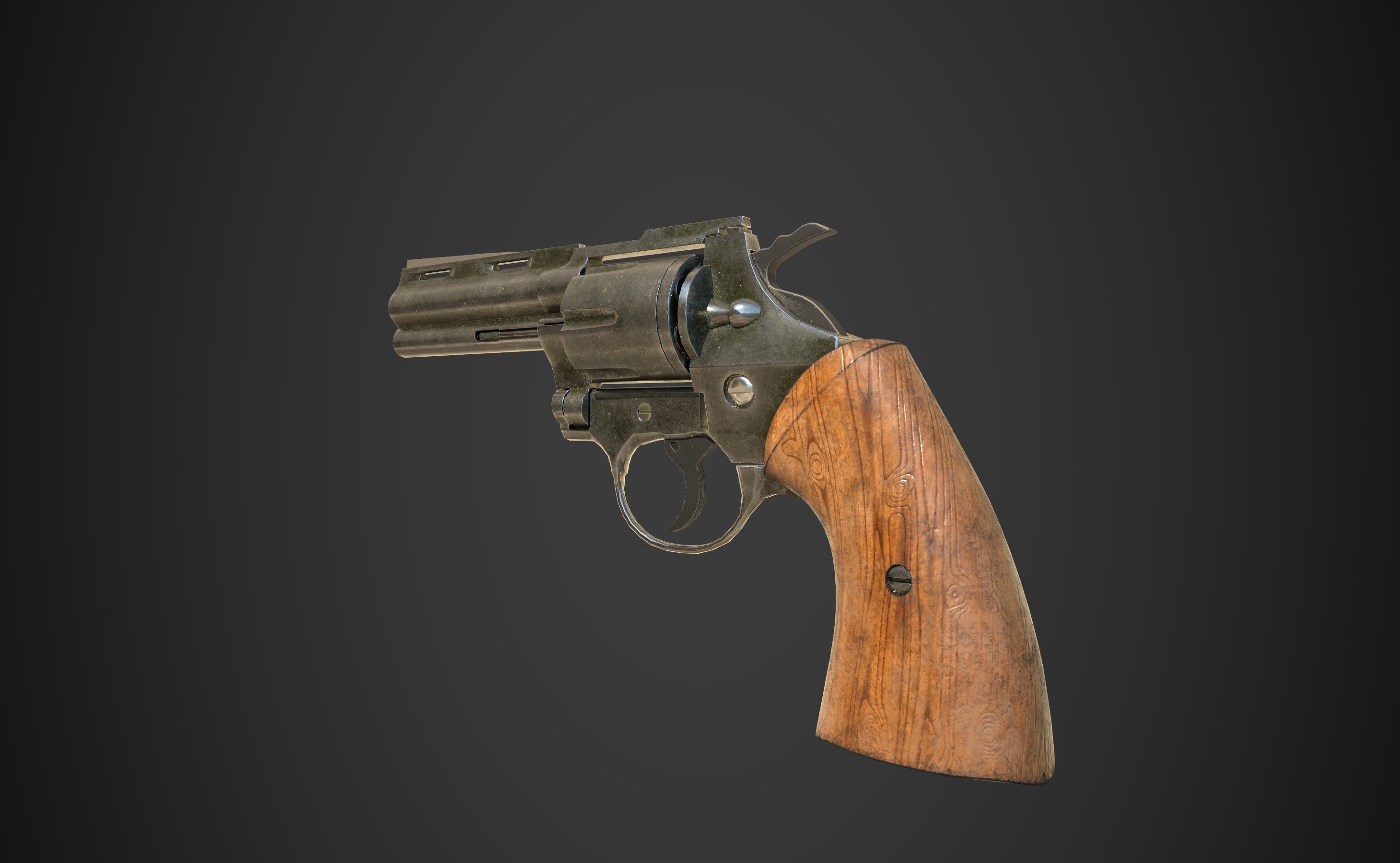 Pistol revolver Low-poly 3D model_2