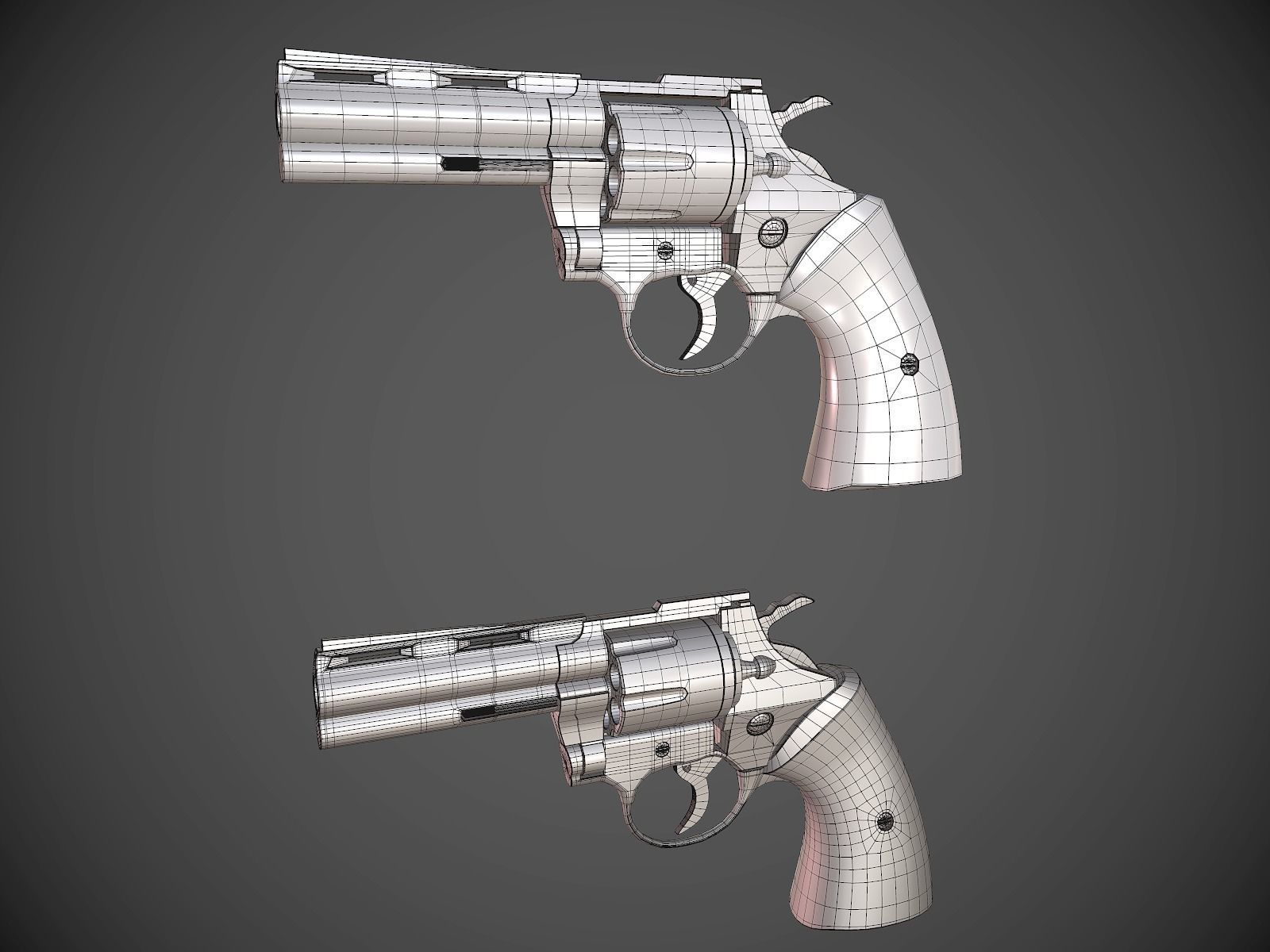 Pistol revolver Low-poly 3D model_14