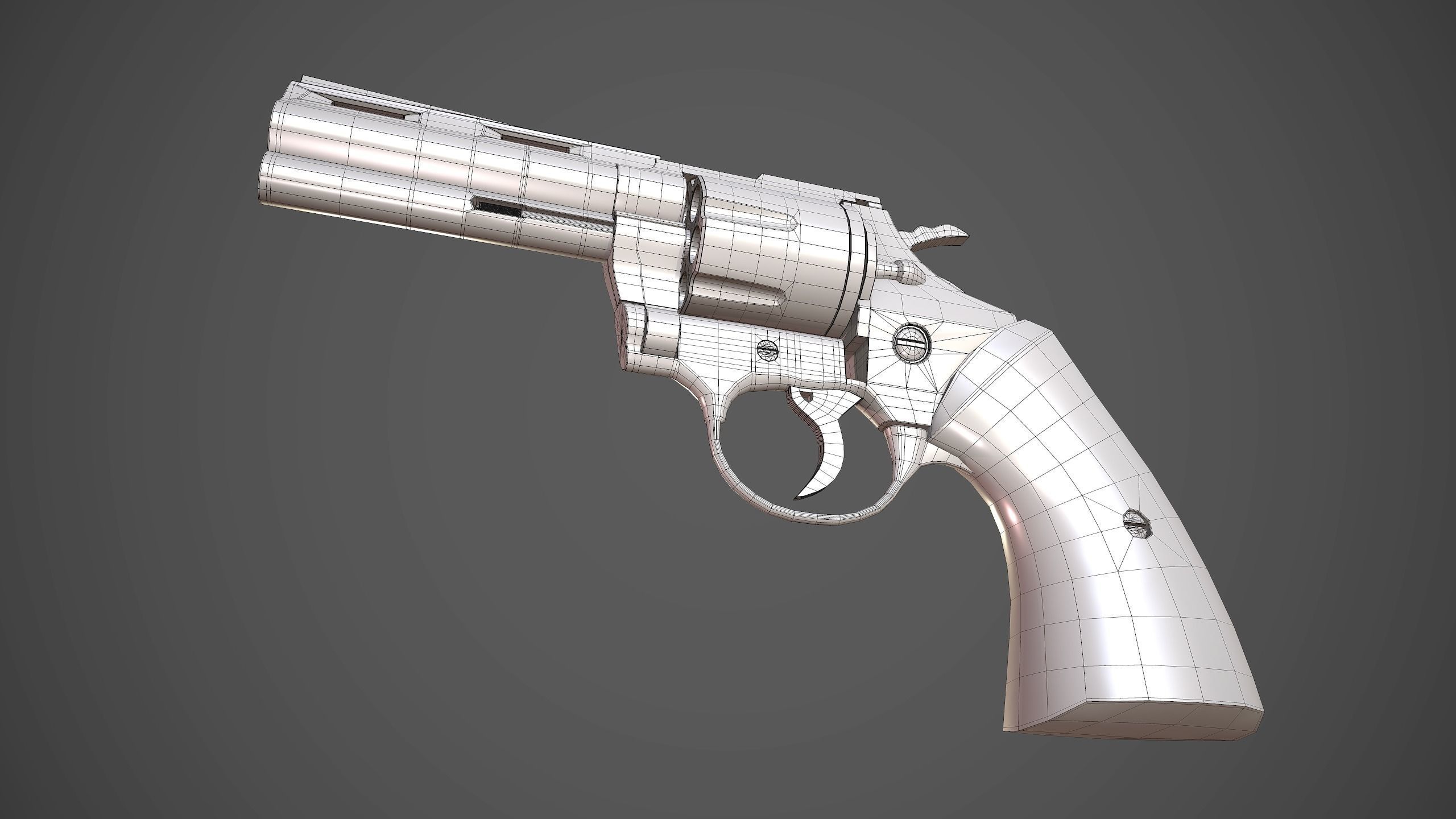 Pistol revolver Low-poly 3D model_17