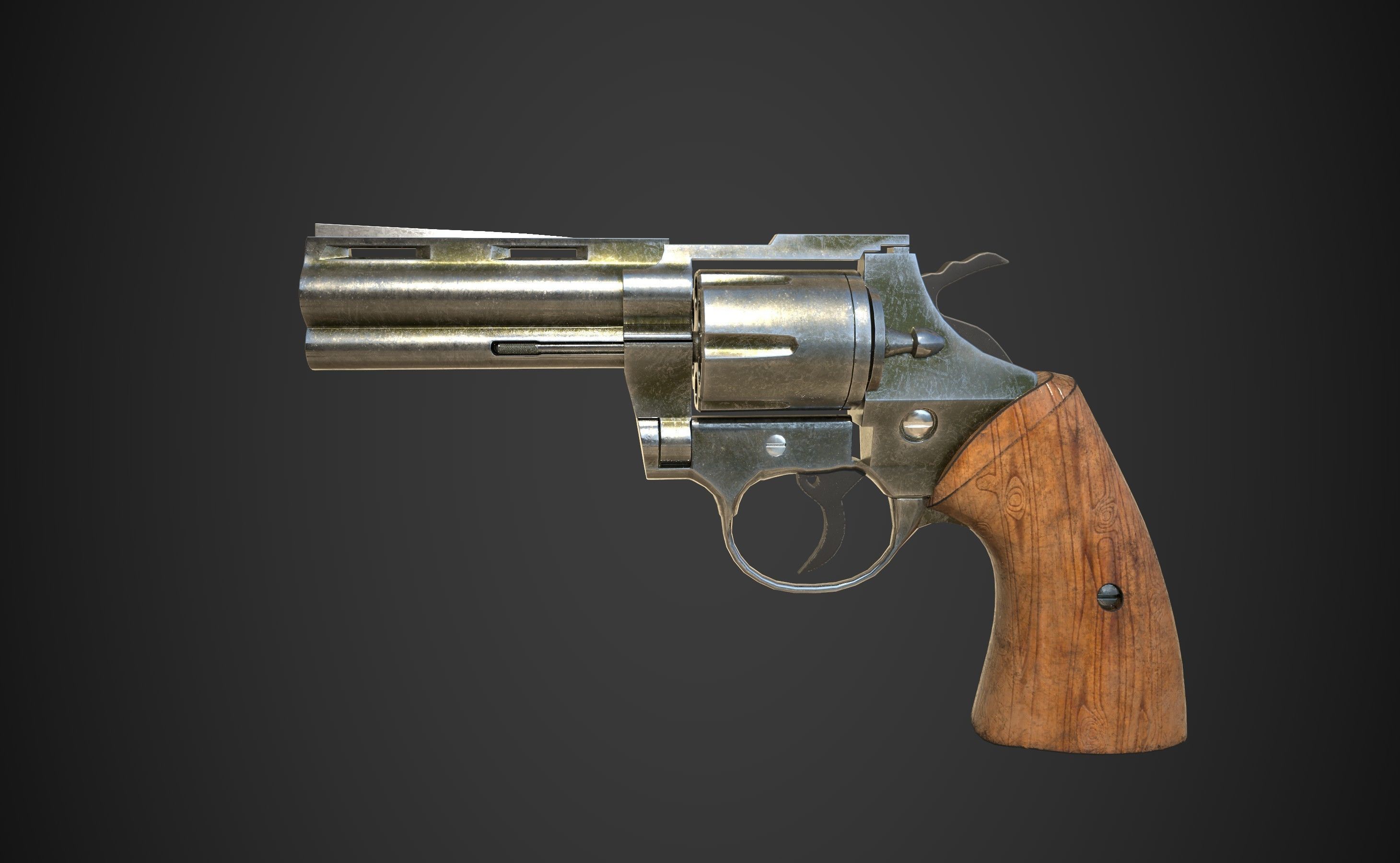 Pistol revolver Low-poly 3D model_1