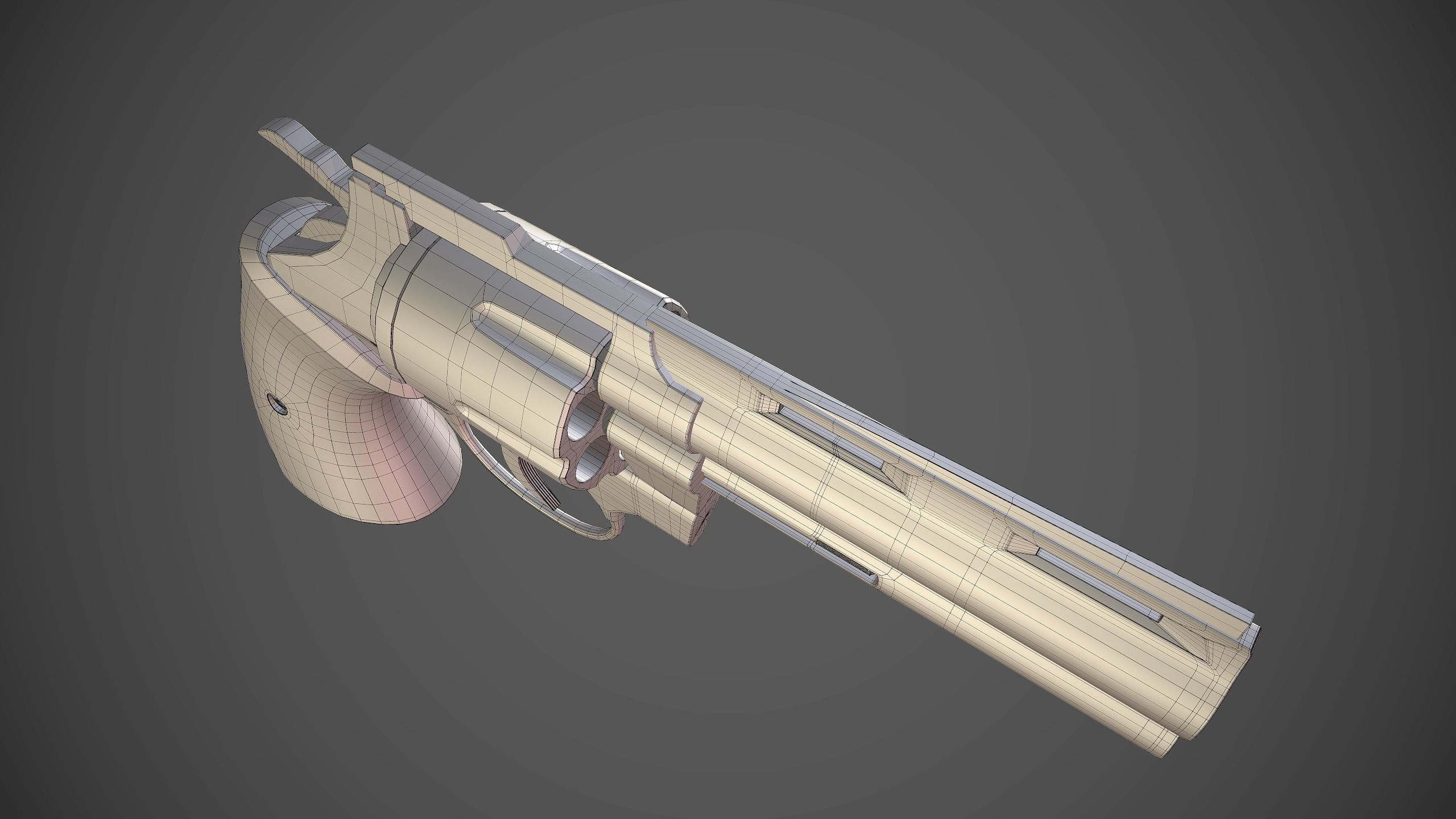 Pistol revolver Low-poly 3D model_11