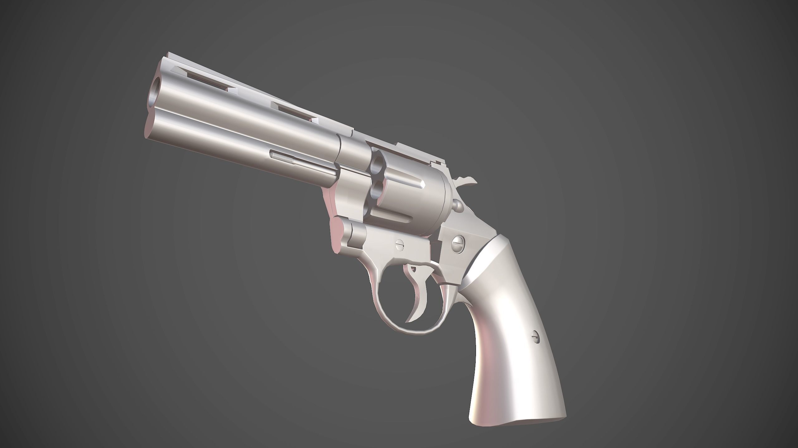 Pistol revolver Low-poly 3D model_9