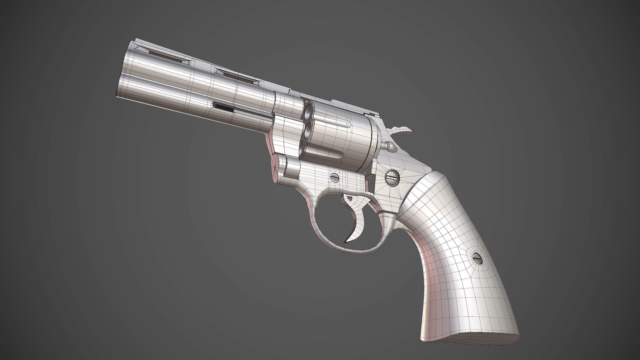 Pistol revolver Low-poly 3D model_12