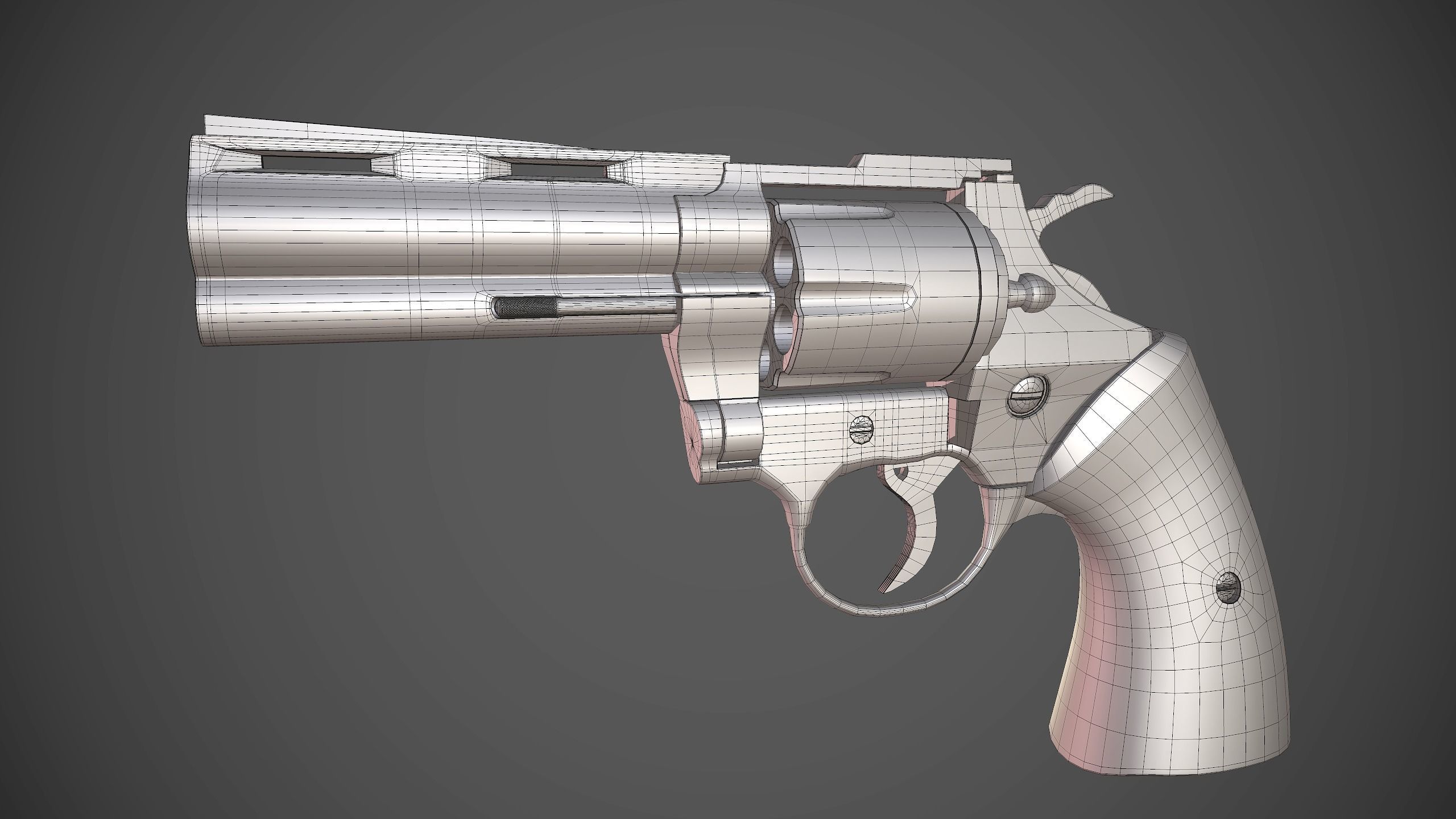 Pistol revolver Low-poly 3D model_10