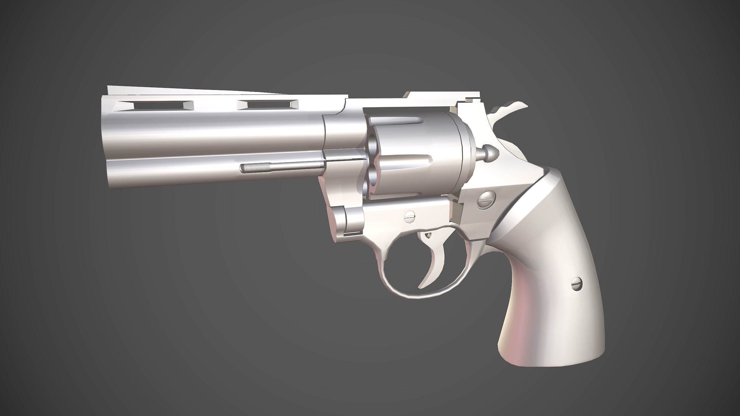 Pistol revolver Low-poly 3D model_6