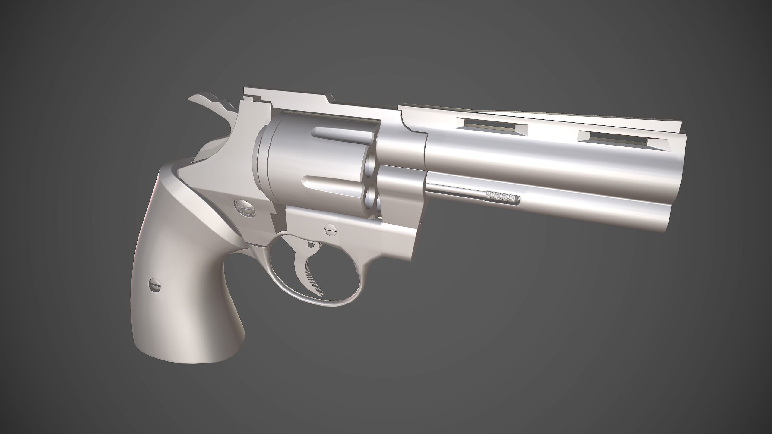 Pistol revolver Low-poly 3D model_7
