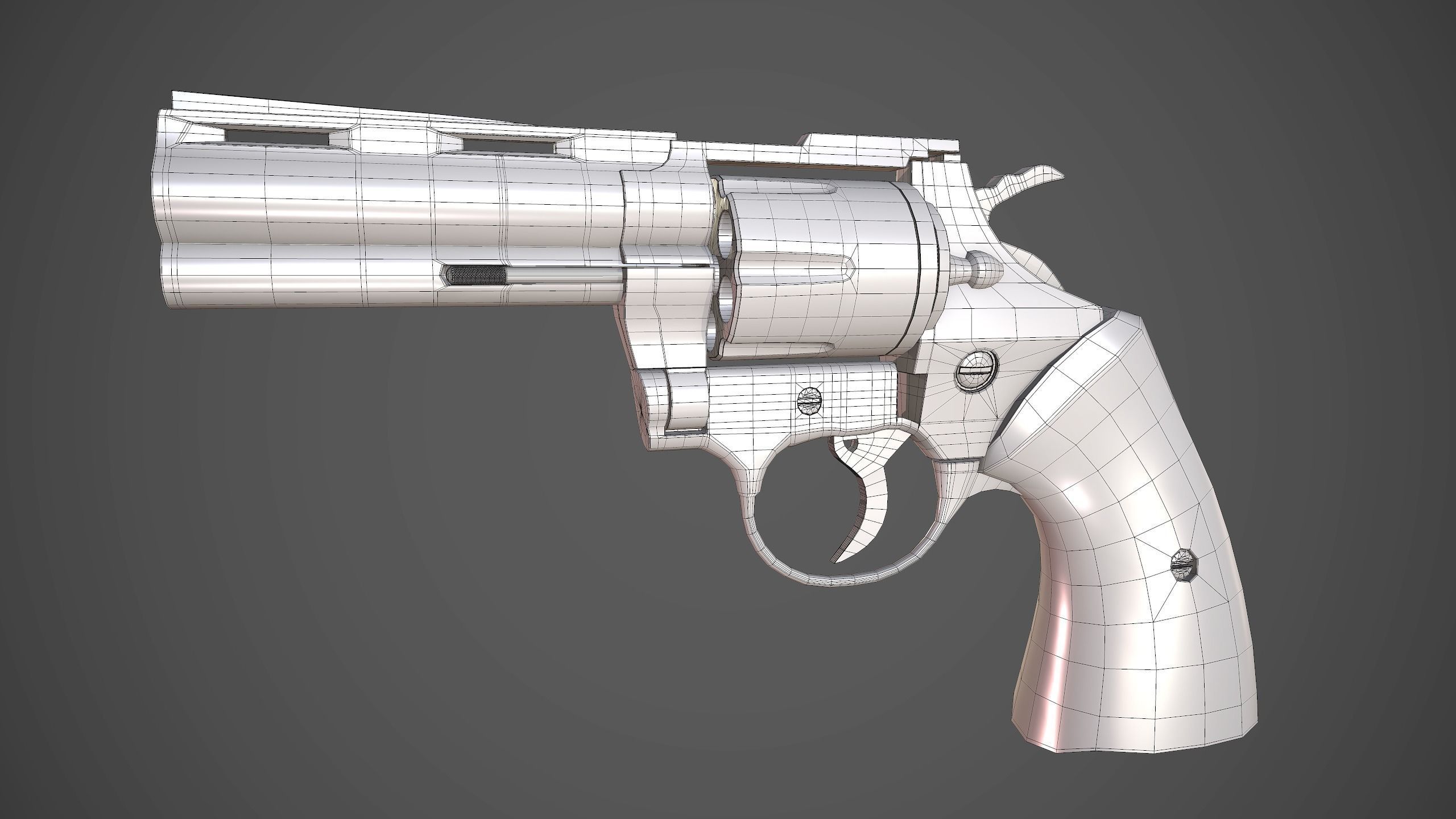 Pistol revolver Low-poly 3D model_16