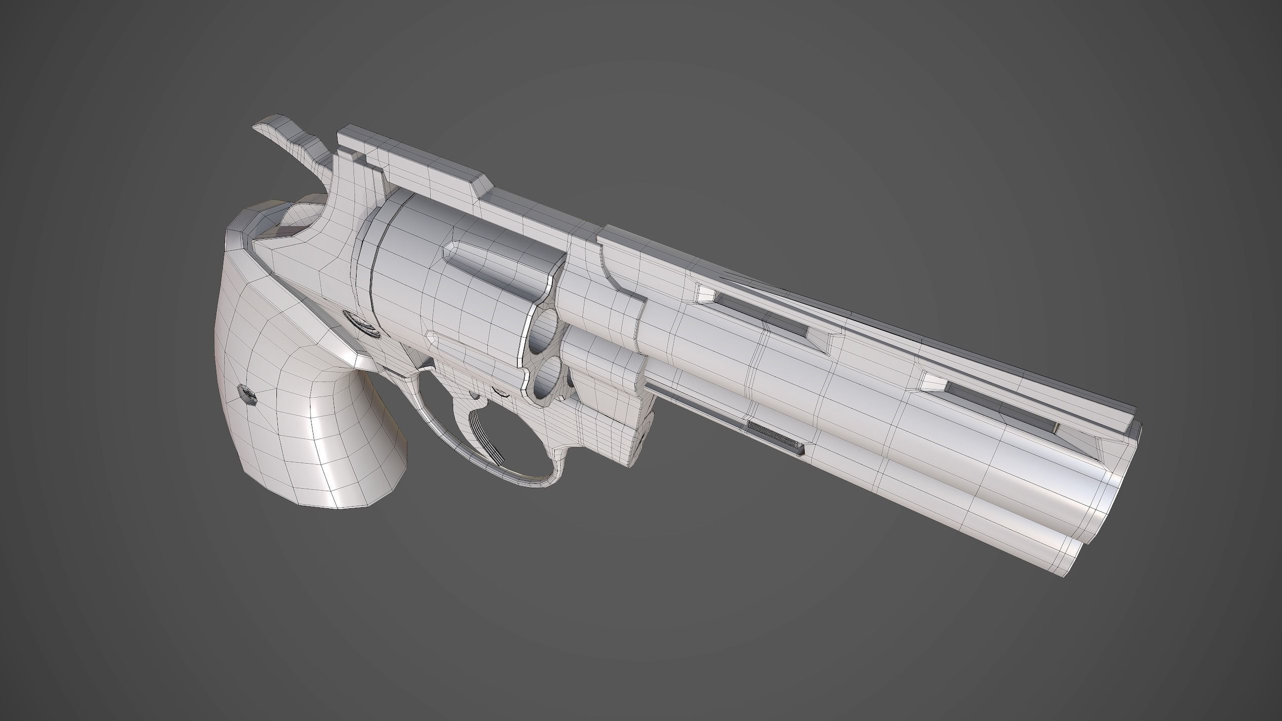 Pistol revolver Low-poly 3D model_18