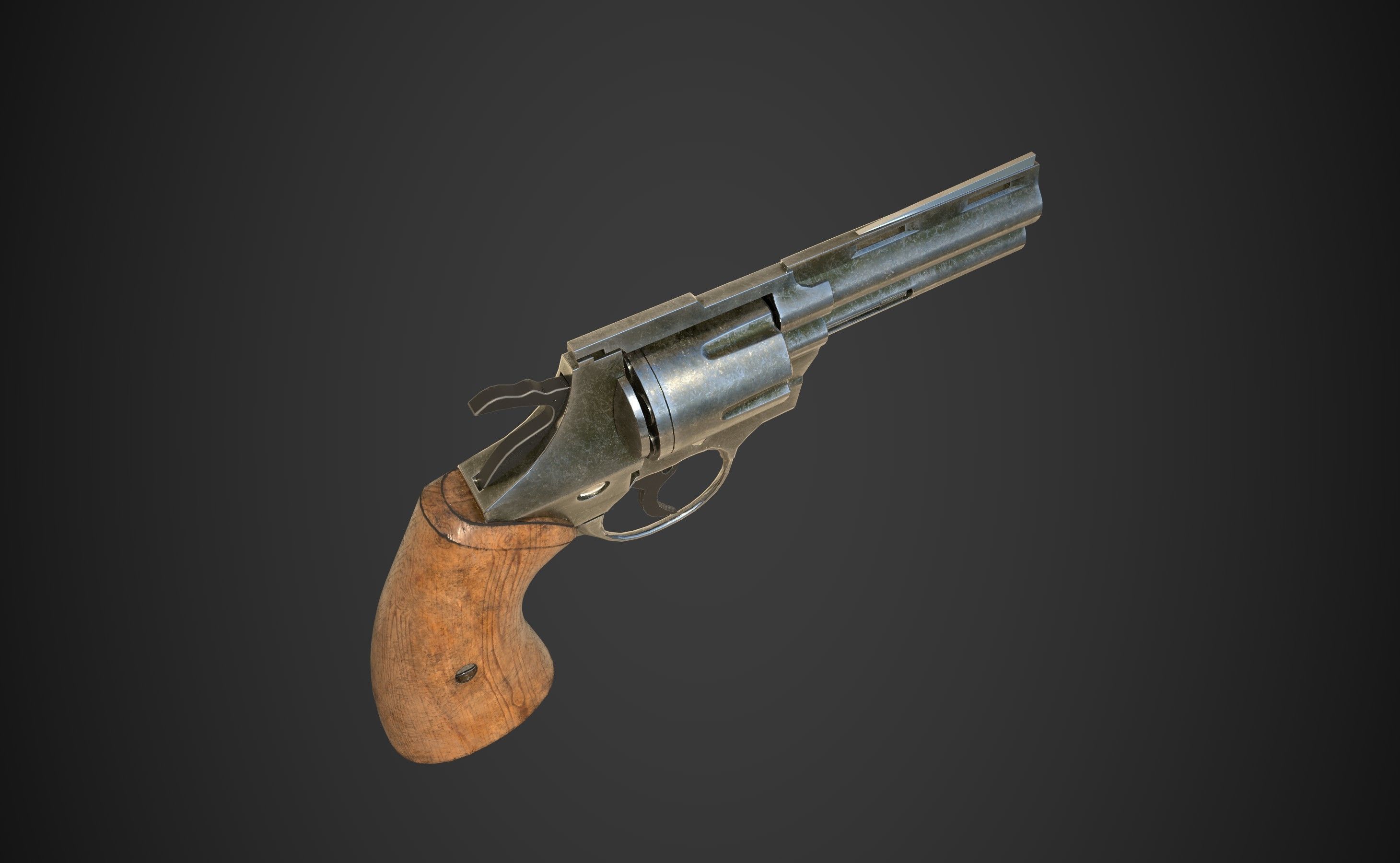 Pistol revolver Low-poly 3D model_5