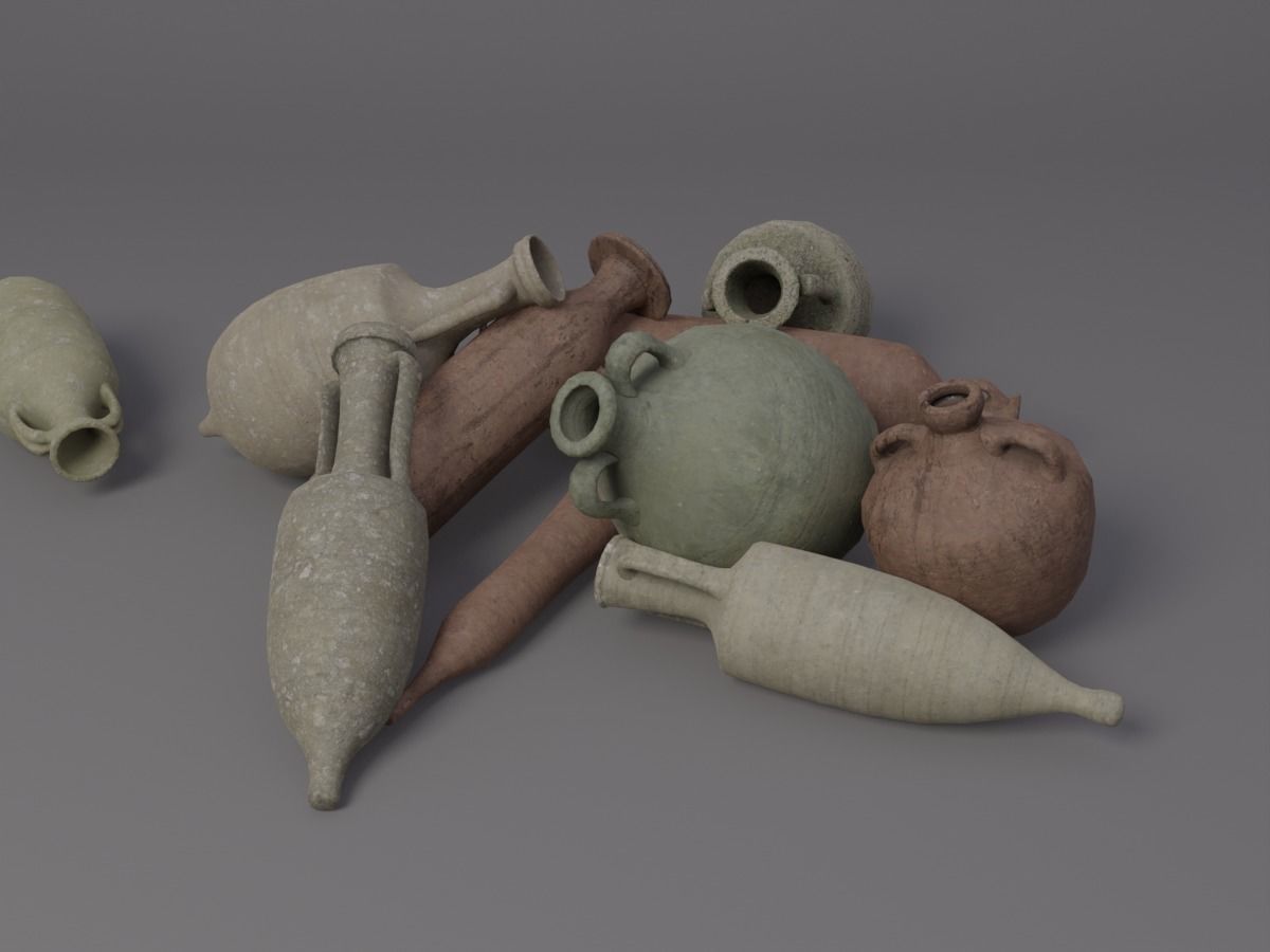 Ancient roman amphorae Low-poly 3D model_2