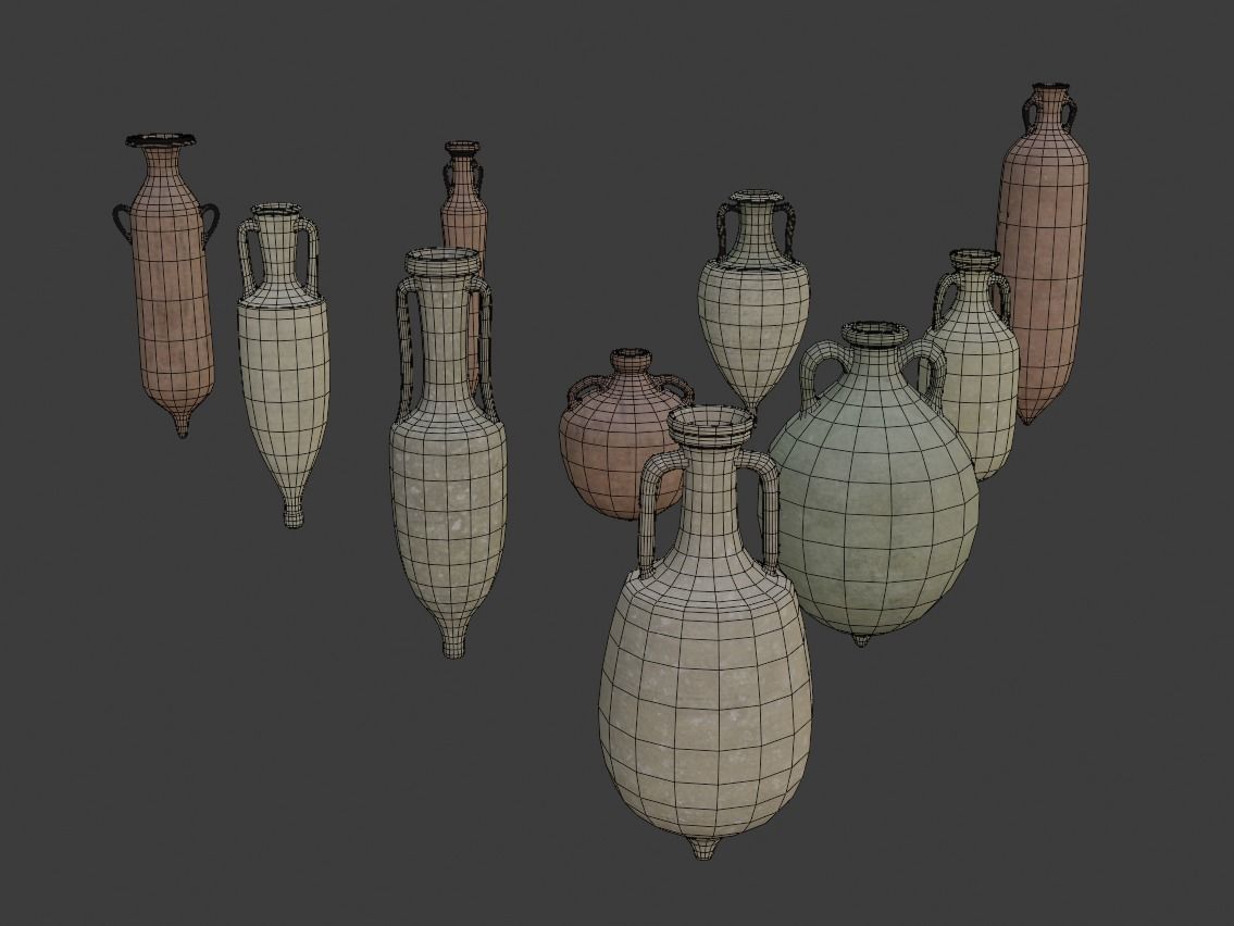 Ancient roman amphorae Low-poly 3D model_6