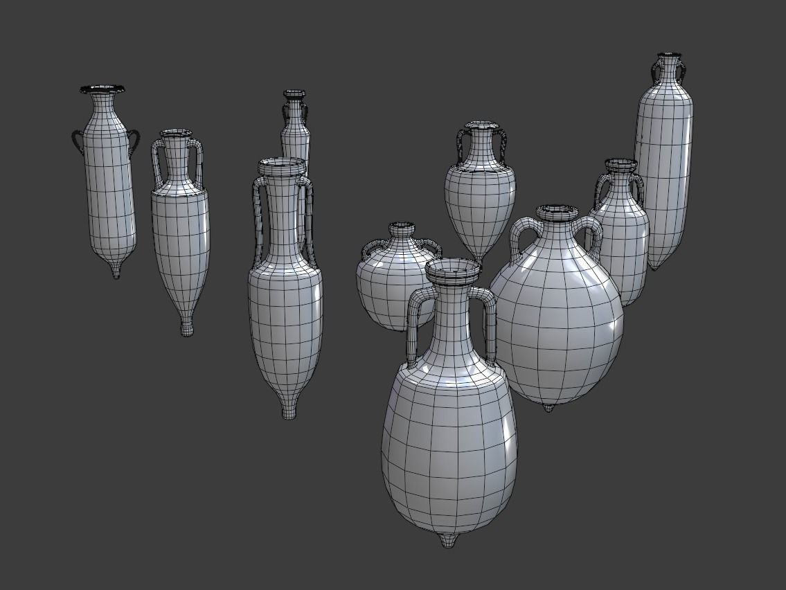 Ancient roman amphorae Low-poly 3D model_7