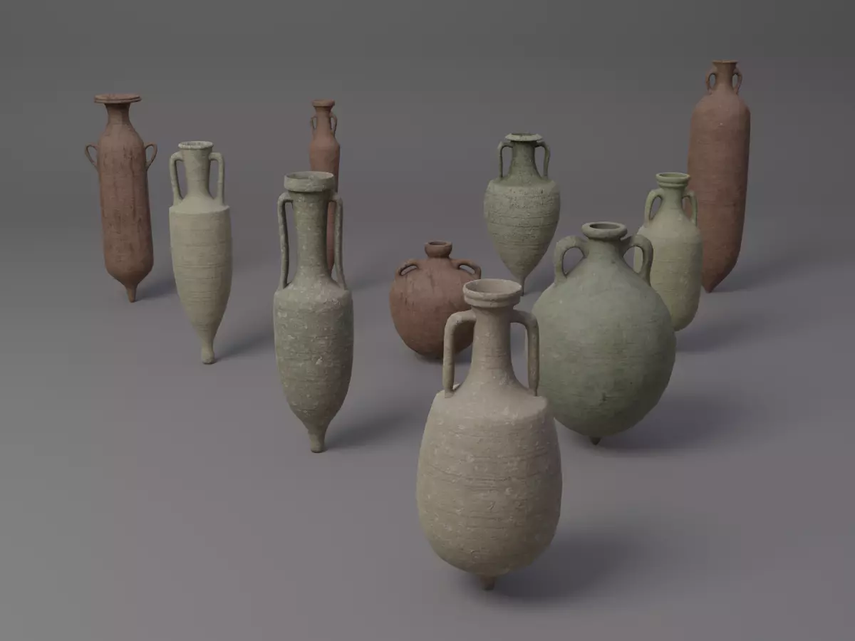 Ancient roman amphorae Low-poly 3D model_0