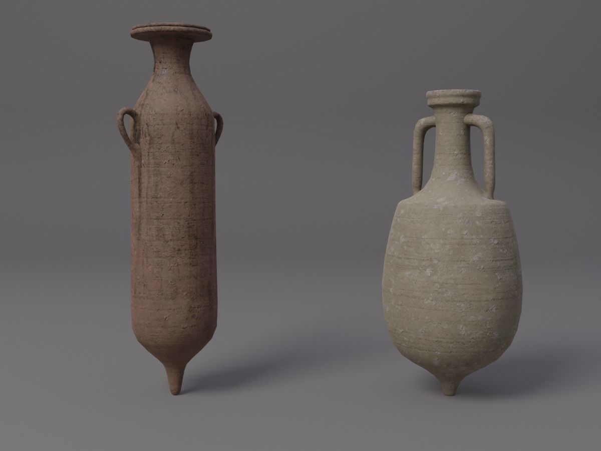 Ancient roman amphorae Low-poly 3D model_3