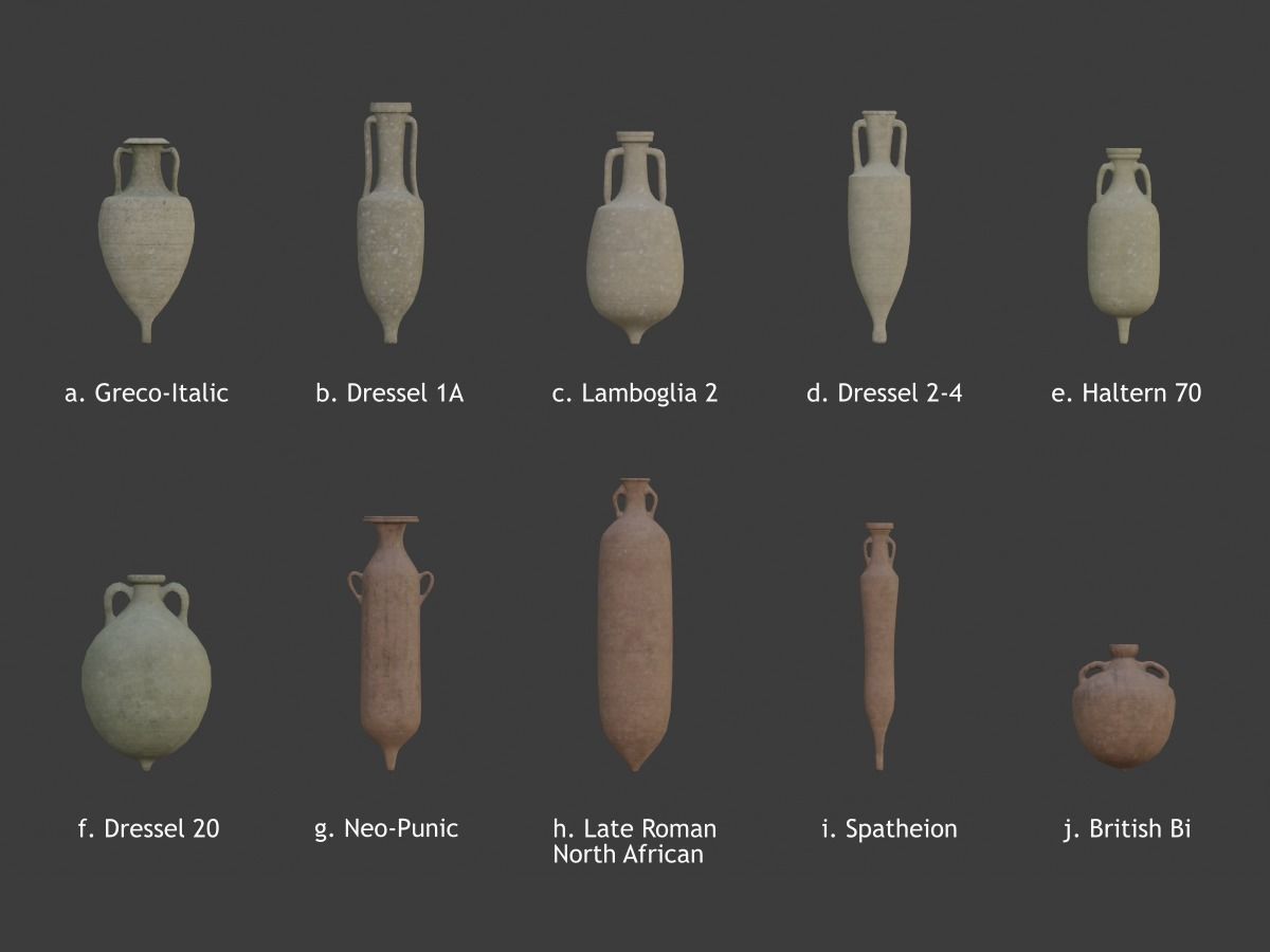 Ancient roman amphorae Low-poly 3D model_1
