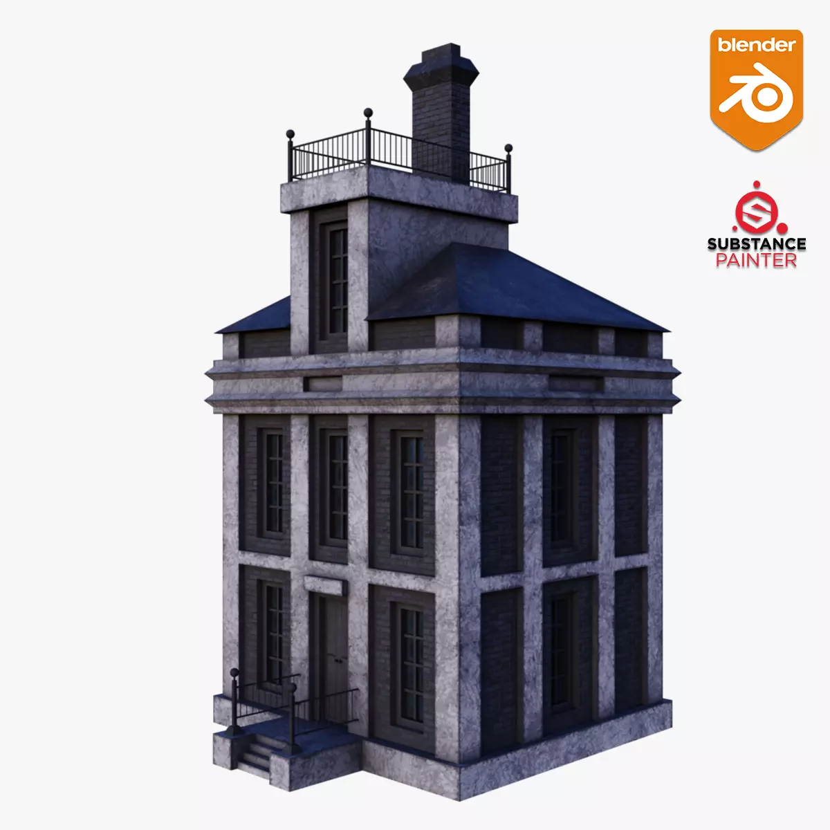 Small Building Low-poly 3D model_0