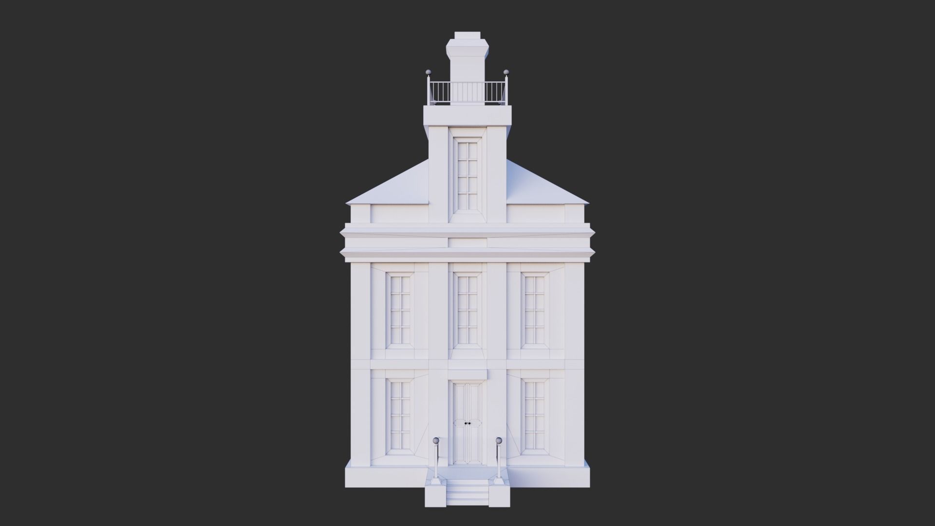 Small Building Low-poly 3D model_9