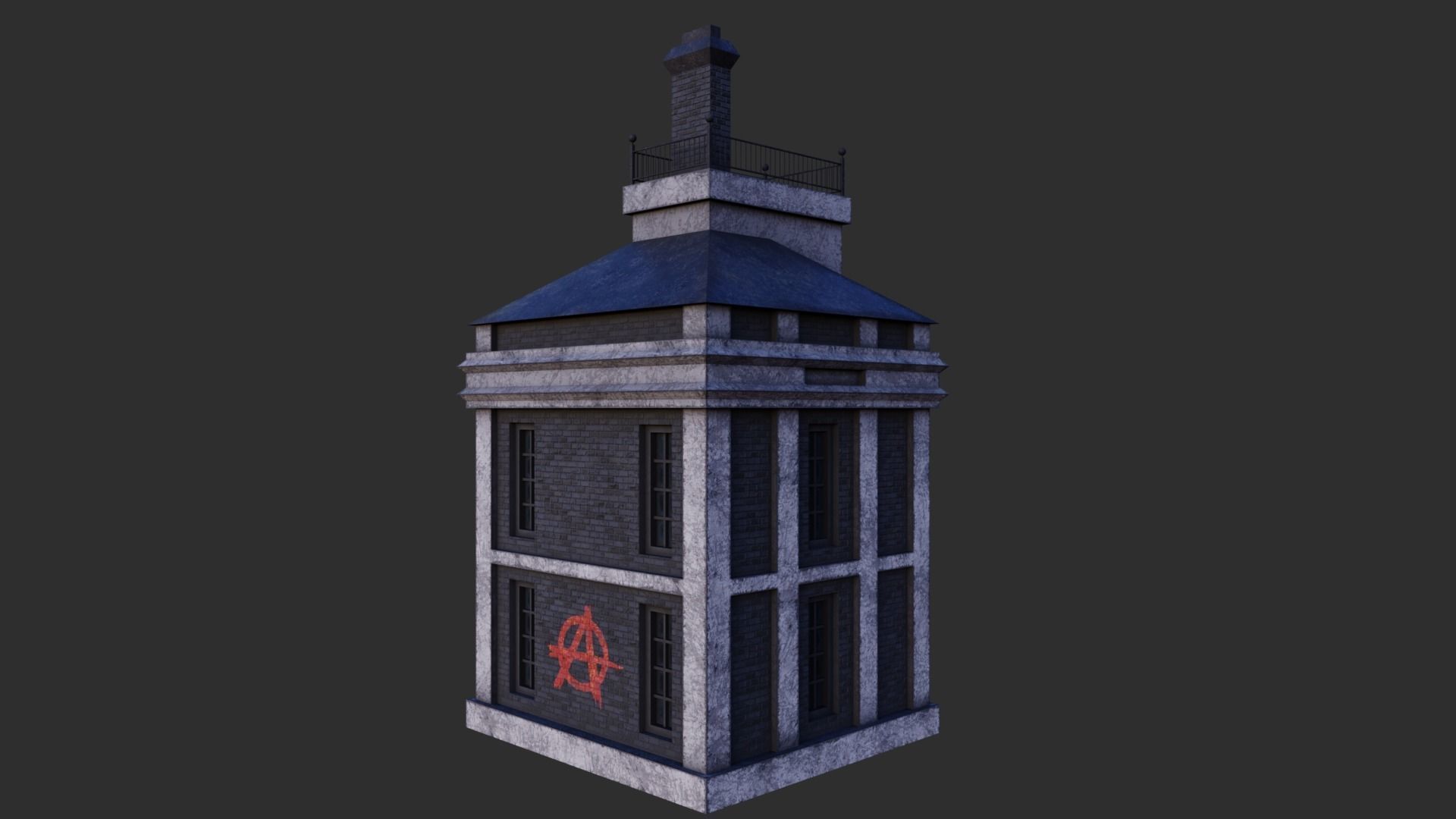 Small Building Low-poly 3D model_6
