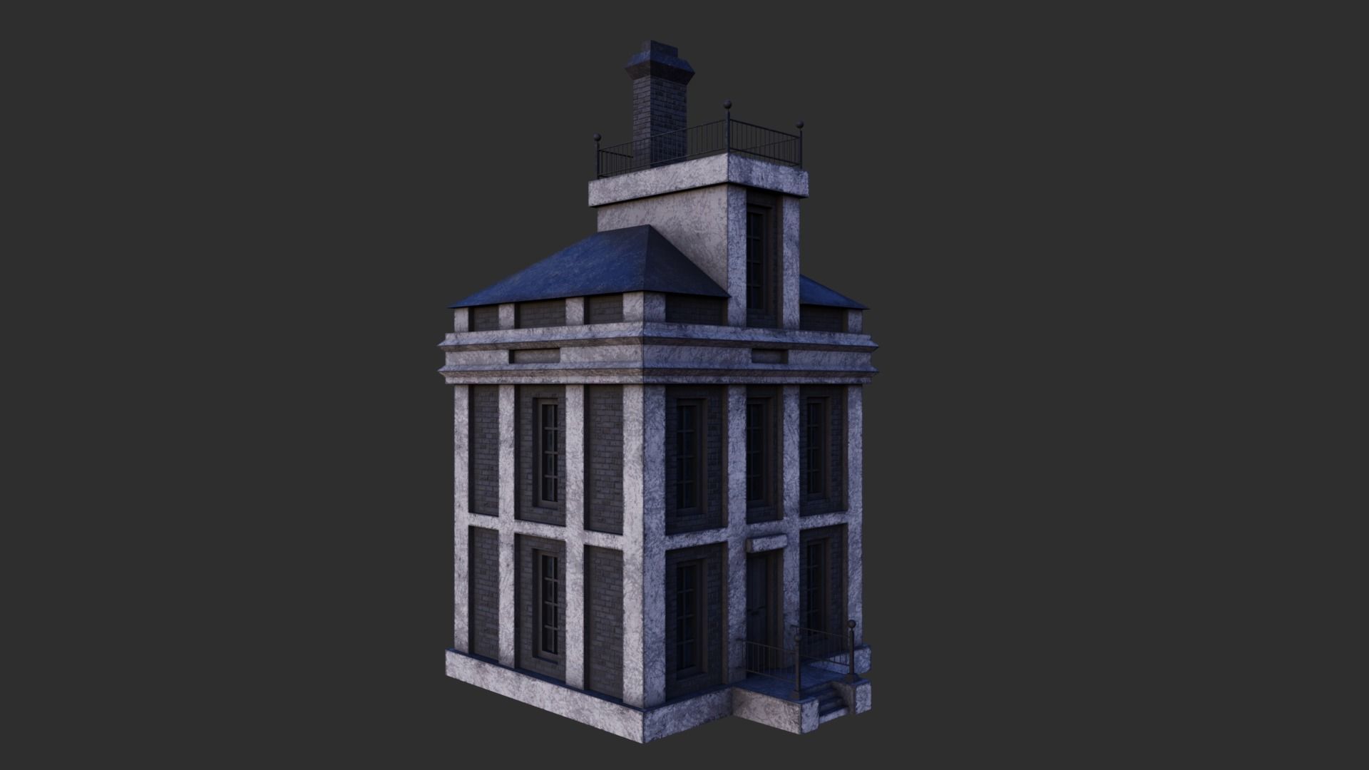 Small Building Low-poly 3D model_8