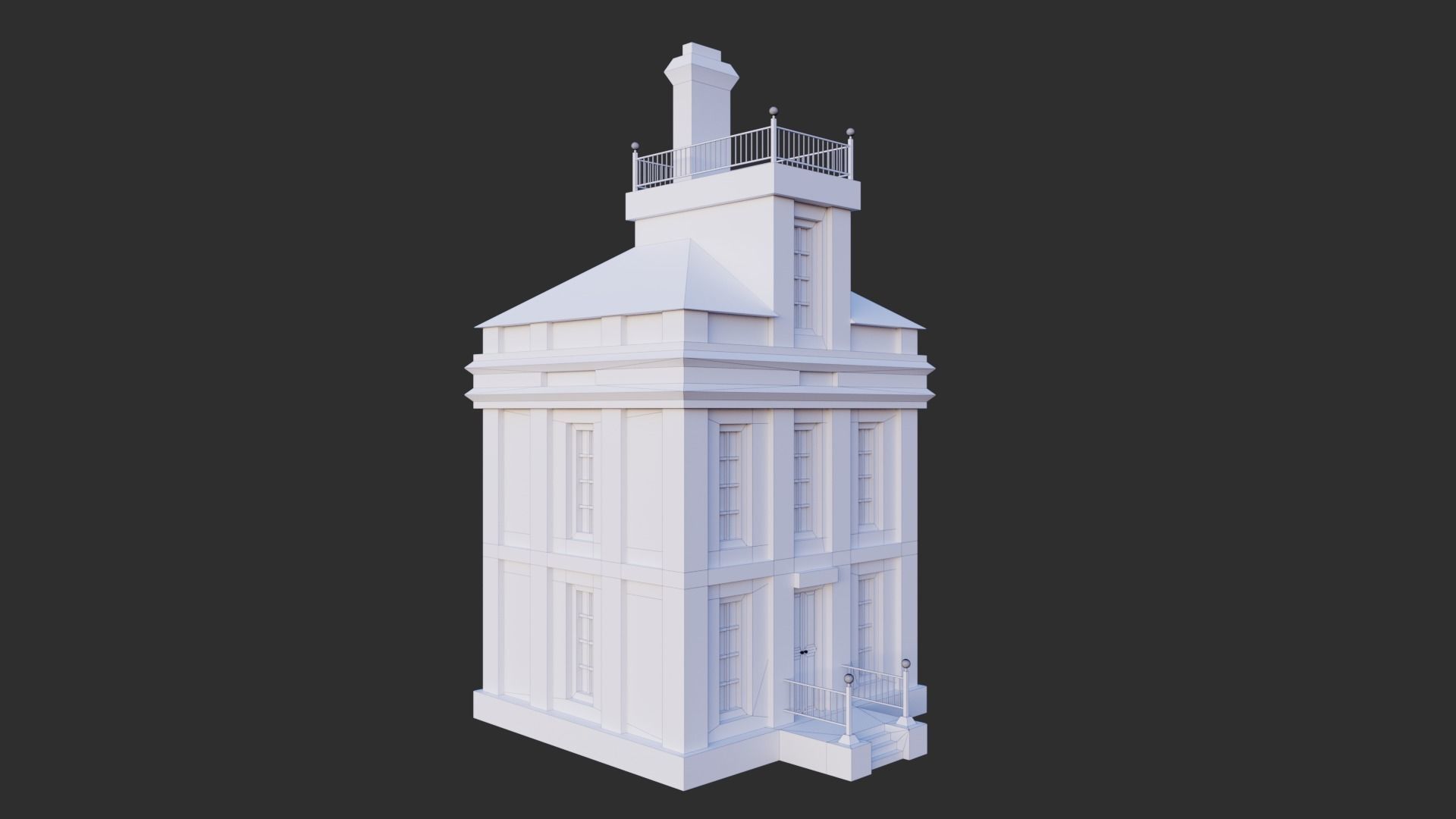 Small Building Low-poly 3D model_16