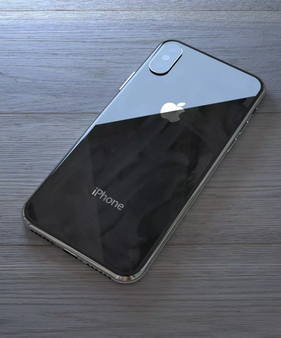 IPHONE 3DMODEL xr on wooden table 3D model_0