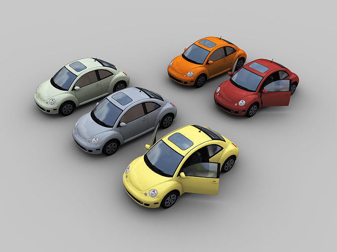 VW Beetle Turbo 5 color Low-poly 3D model