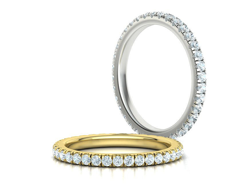 Band Ring French Pave Setting many finger sizes THICK VERSION 3D print model_1