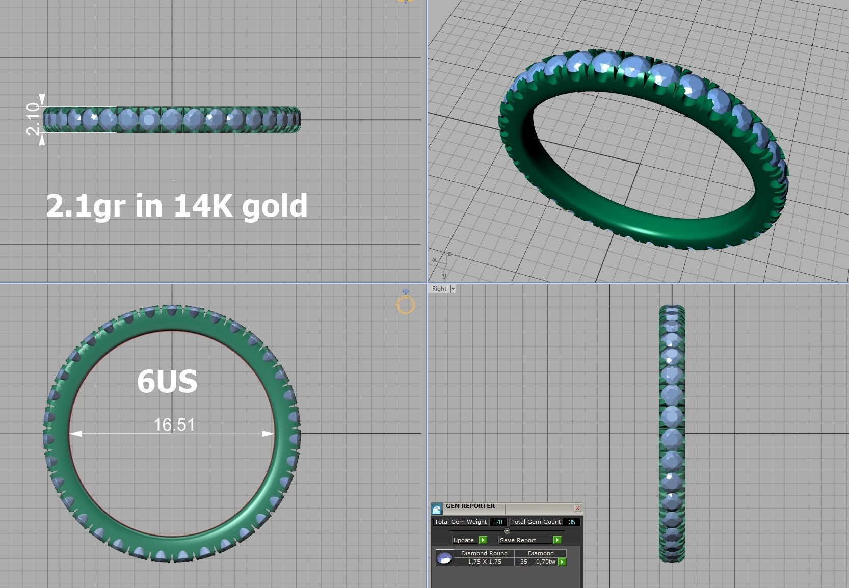 Band Ring French Pave Setting many finger sizes THICK VERSION 3D print model_17