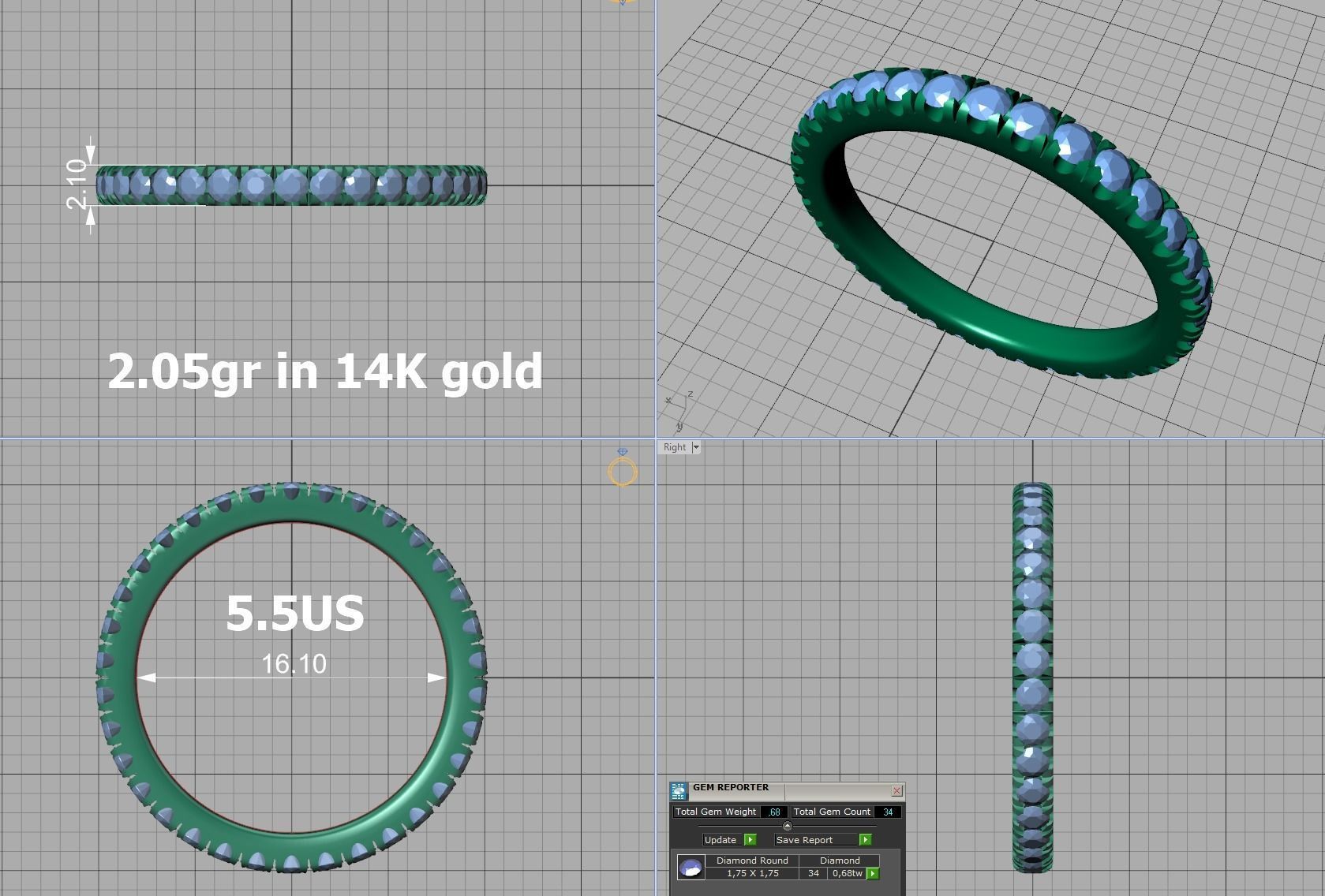 Band Ring French Pave Setting many finger sizes THICK VERSION 3D print model_16